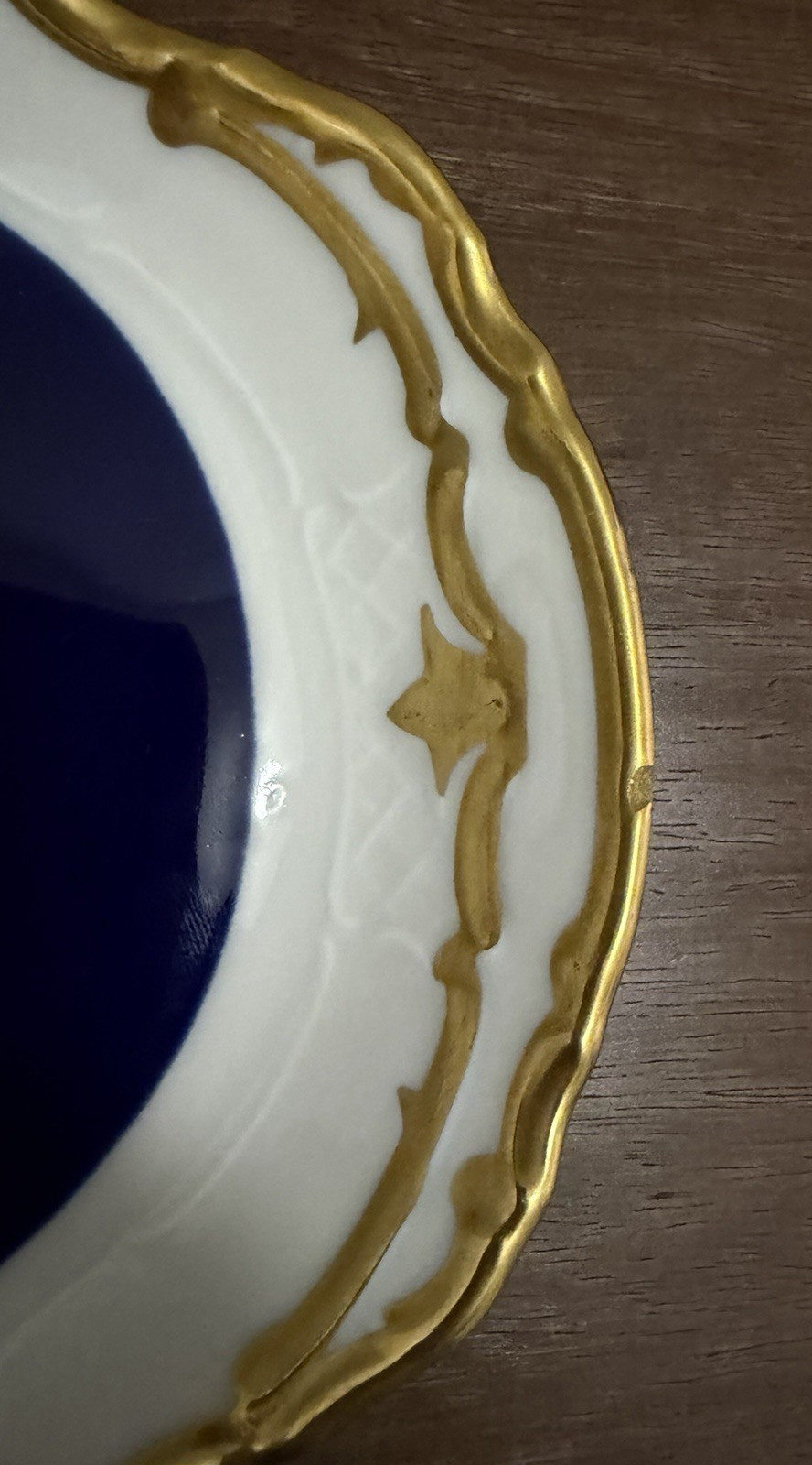 Reichenbach Echt Kobalt 16″ Cobalt Blue Floral Oval Serving Platter Gold Trim