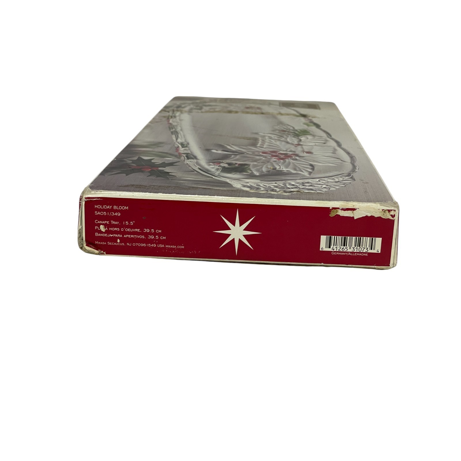 Milkasa Holiday Bloom Canape Clear Glass Serving Tray 15.5 Inches