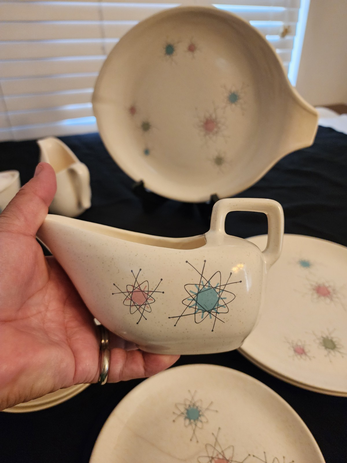 Vintage Grant Crest Tempo Atomic Starburst Set – 1950s USA MCM Speckled Lot
