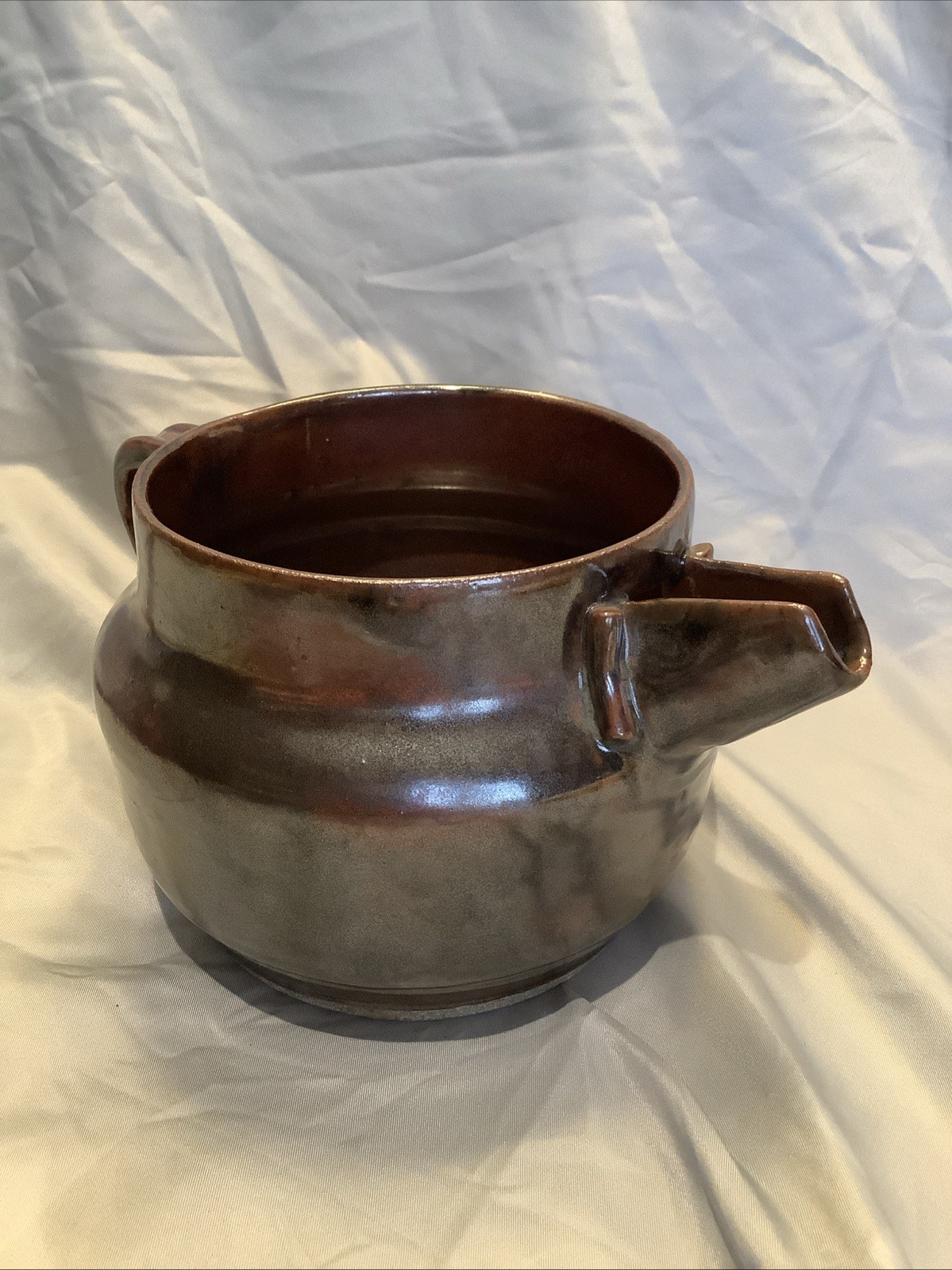 Vintage 1994 Signed Studio Pottery Creamer Pitcher Metallic Brown Stoneware DK