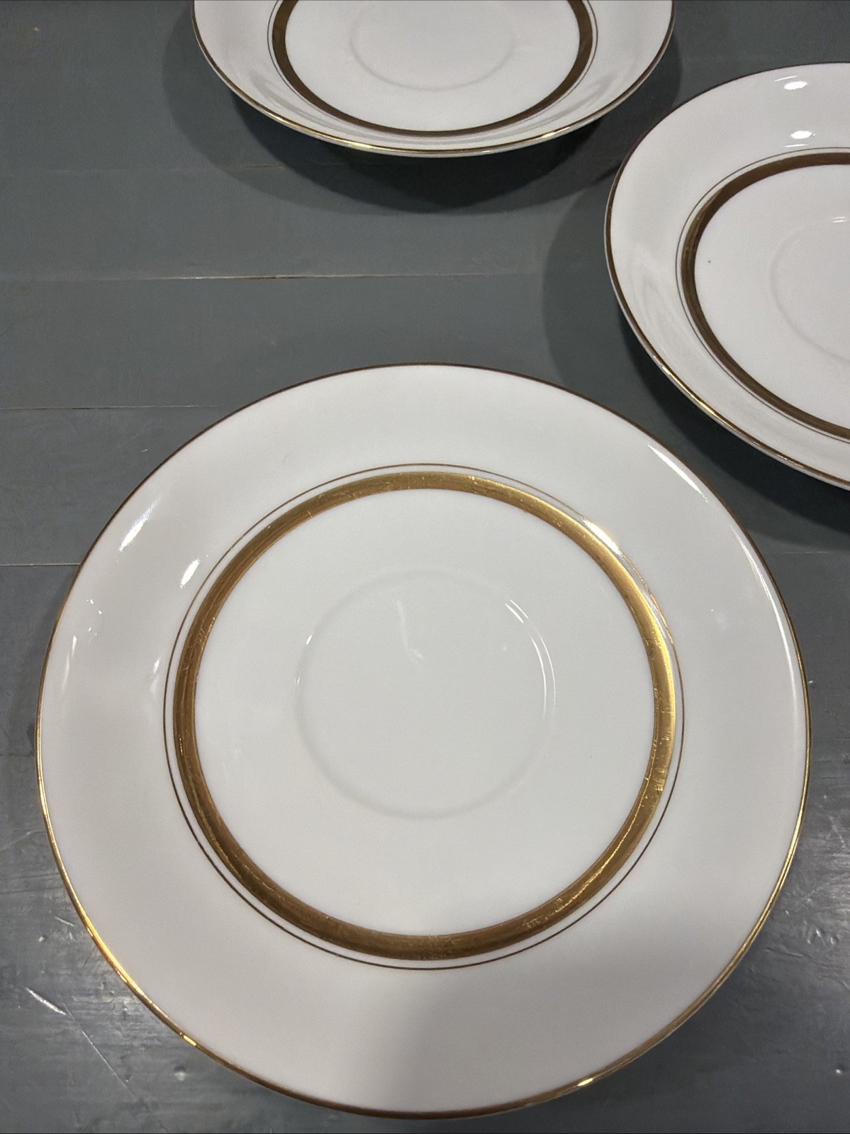 Set Of 5 Vintage Empress China Crown Gold 1838 Saucers 6” Japan