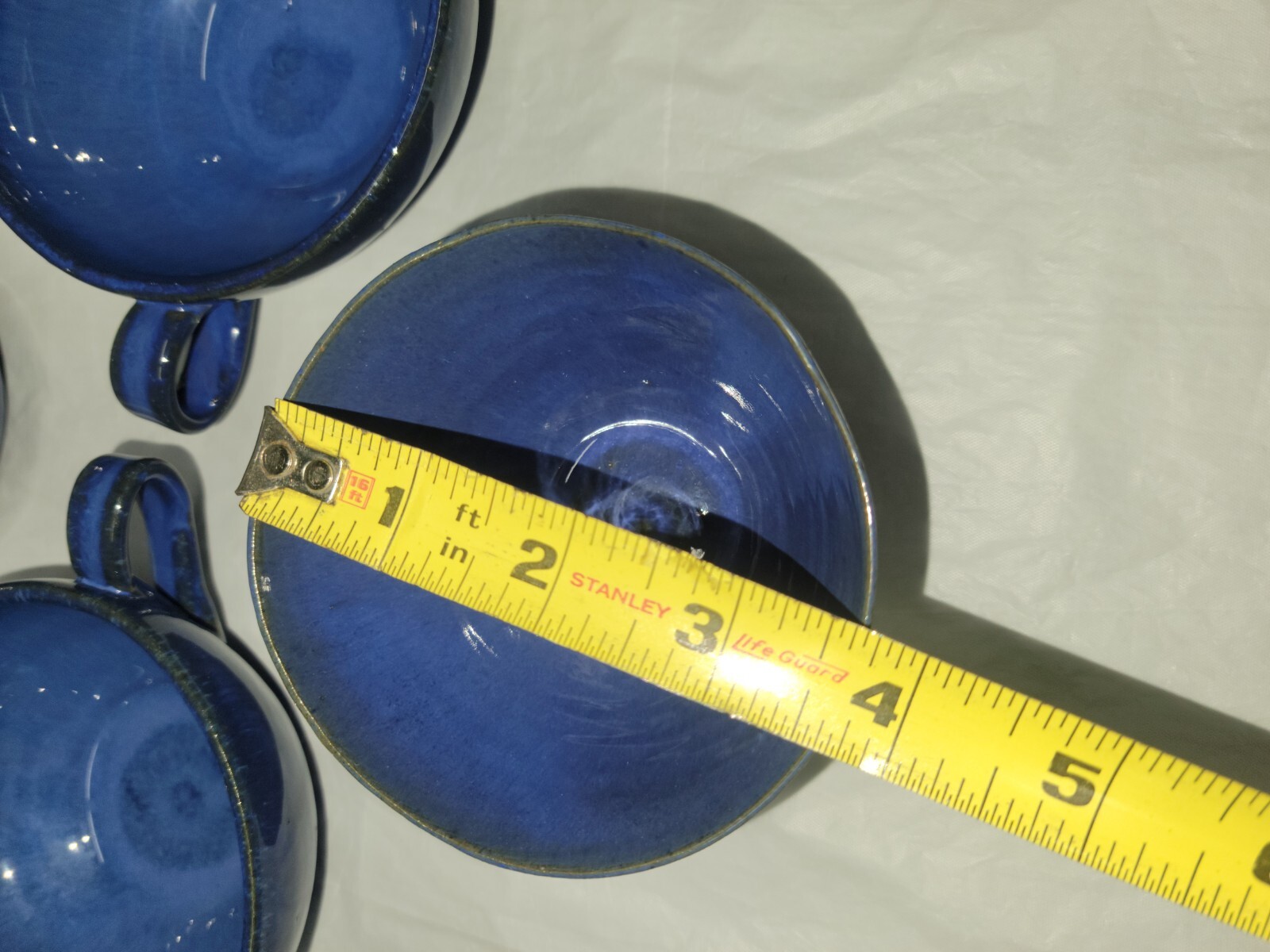 North Carolina pottery COLE POTTERY 9 cup and mug set blue glaze 4807