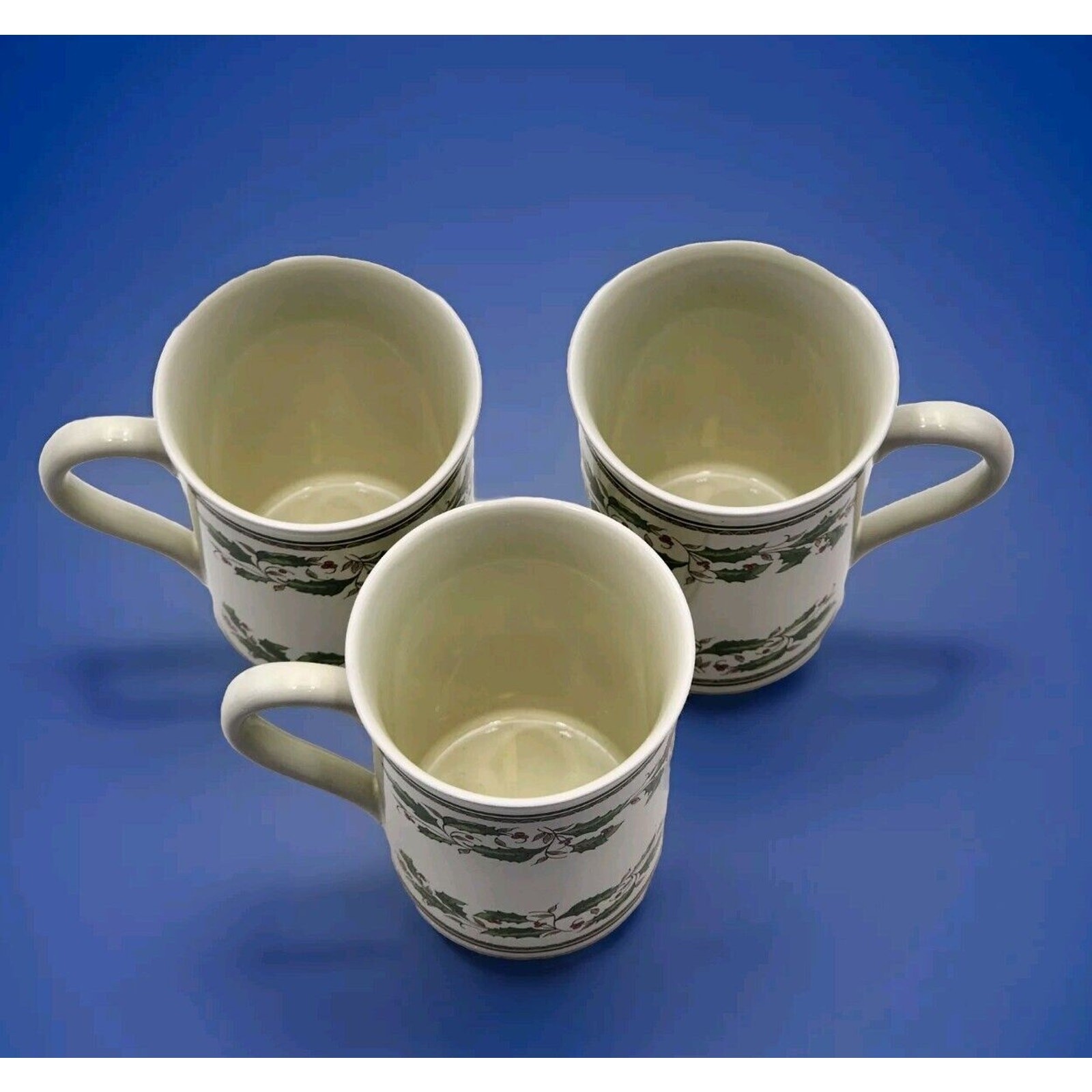 Set of 3 Konitz Germany Holly Holiday Home For The Holidays Porcelain Mugs 1994