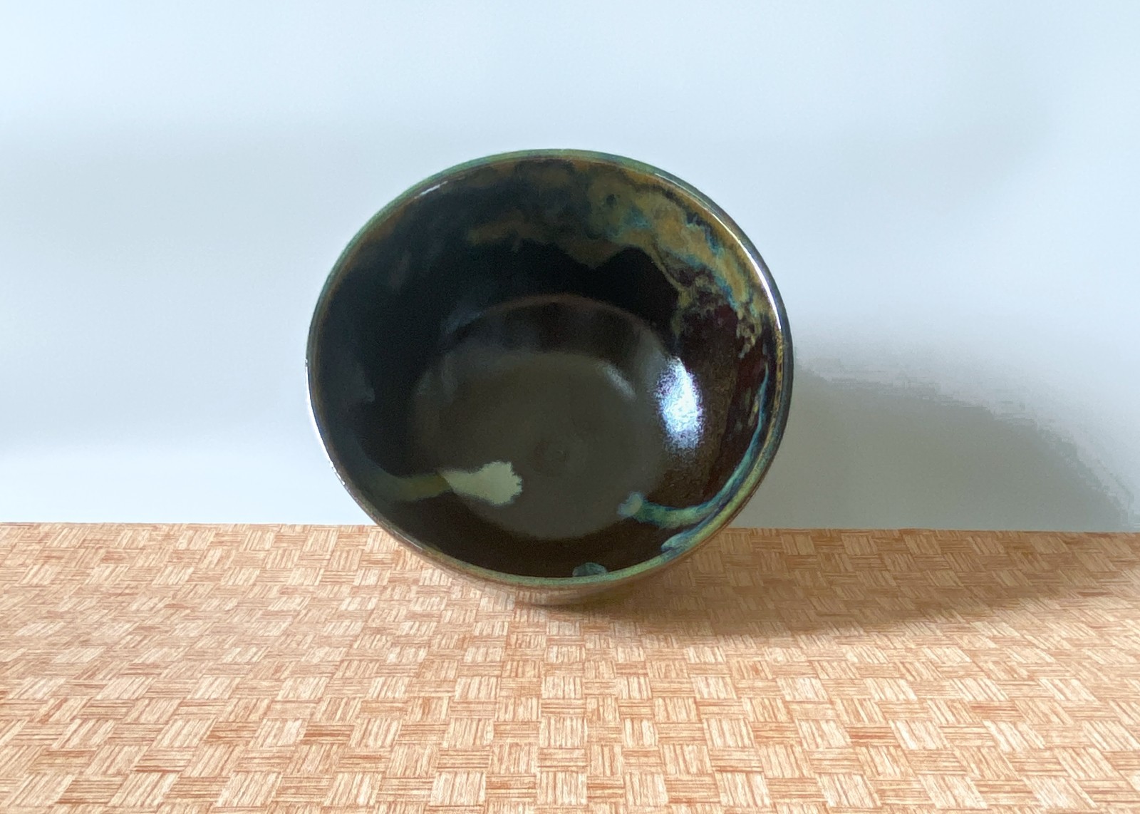 Wheel Thrown Cereal/Ramen/ Soup Bowl. Brown Green Hand-Made Pottery Bowl.