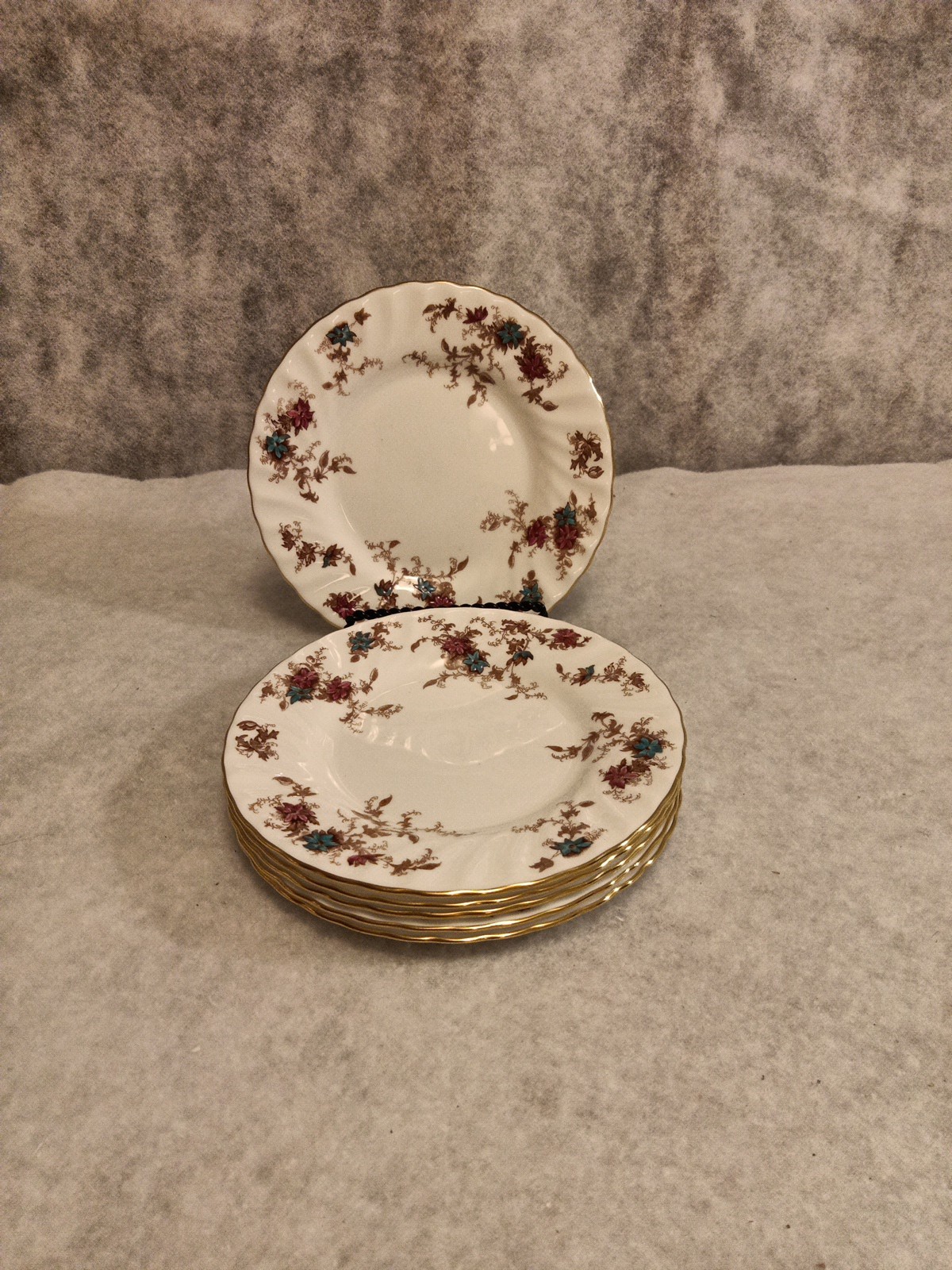 Set of 6 Minton Ancestral Bone China Bread & Butter Plates 6 1/4″ Floral Gold
