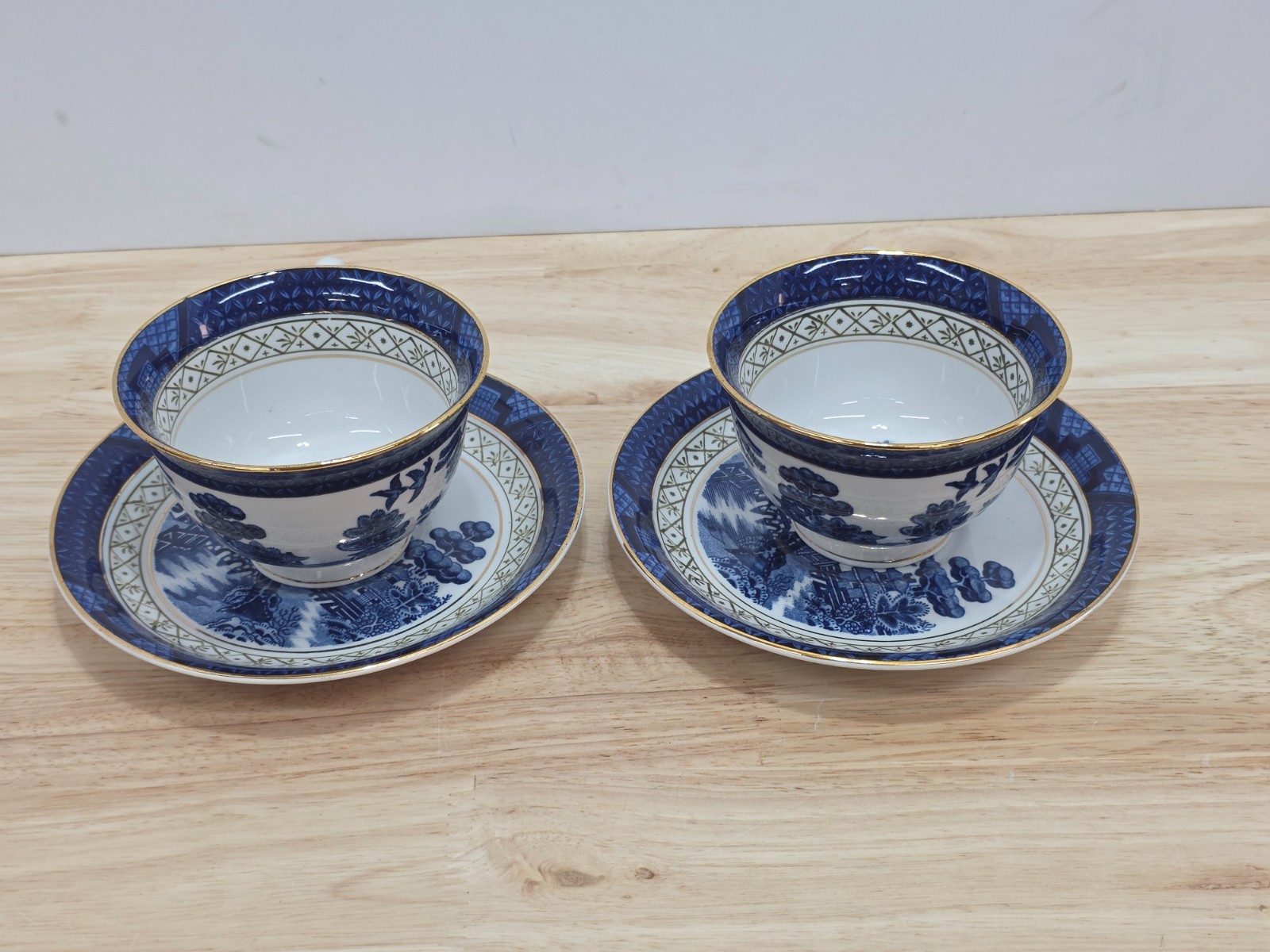Blue Willow Ware 188 Ironstone Ware Craftsman China Tea Cup & Saucer Lot of 2