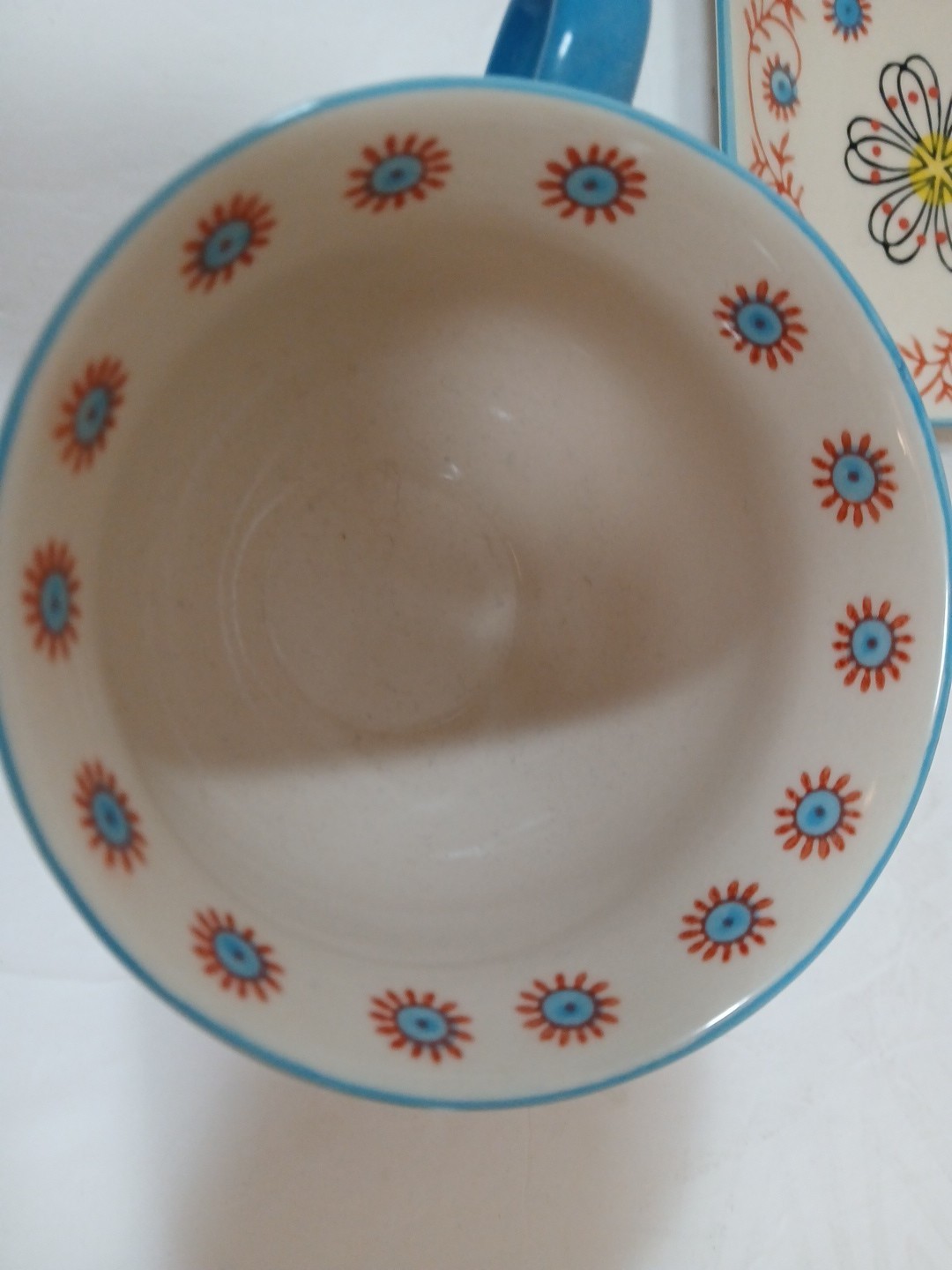New Yokohama Studio Mug Plate/Saucer Hand Painted Lt Blue Yellow Raised Design
