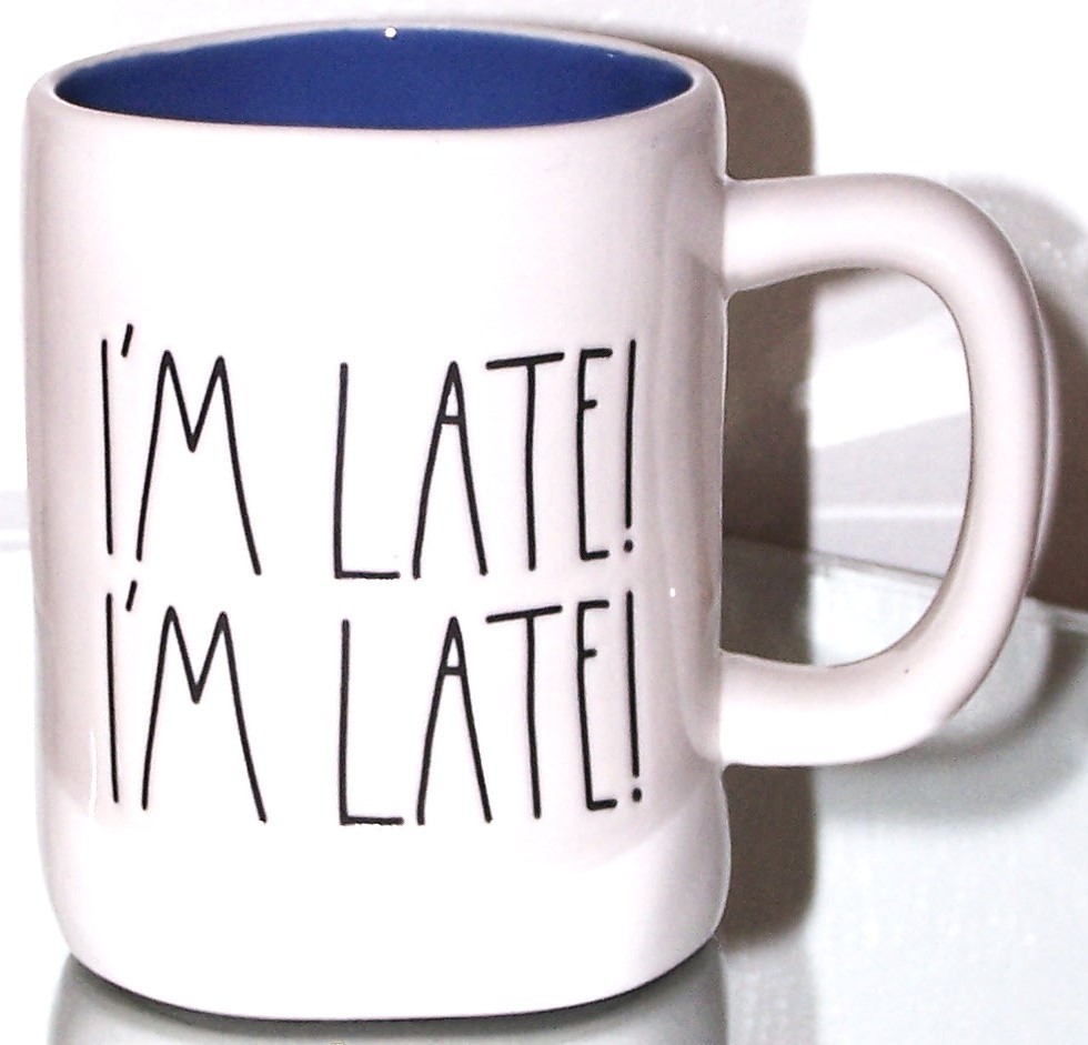 Rae Dunn Disney Alice in Wonderland “I’m Late! I’m Late!” Ceramic Coffee Mug