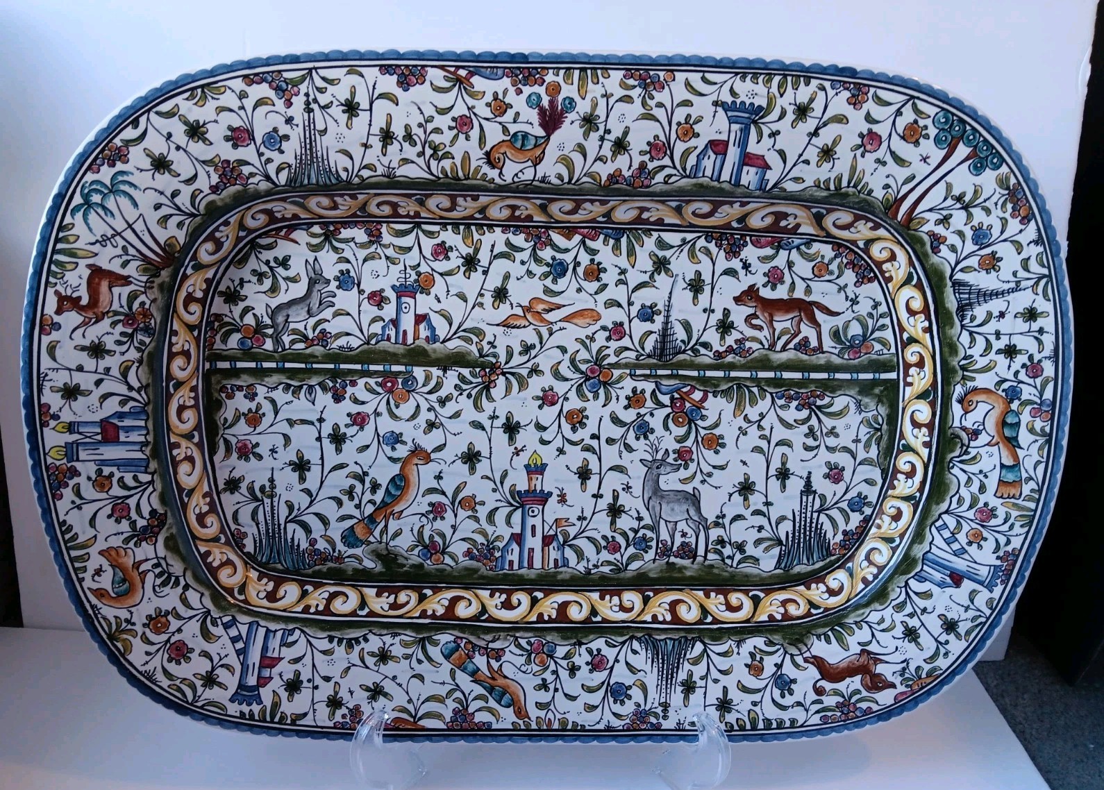 Williams Sonoma Provence Nazari Handpainted Ceramic Platter 22.5″x15.5″ Portugal