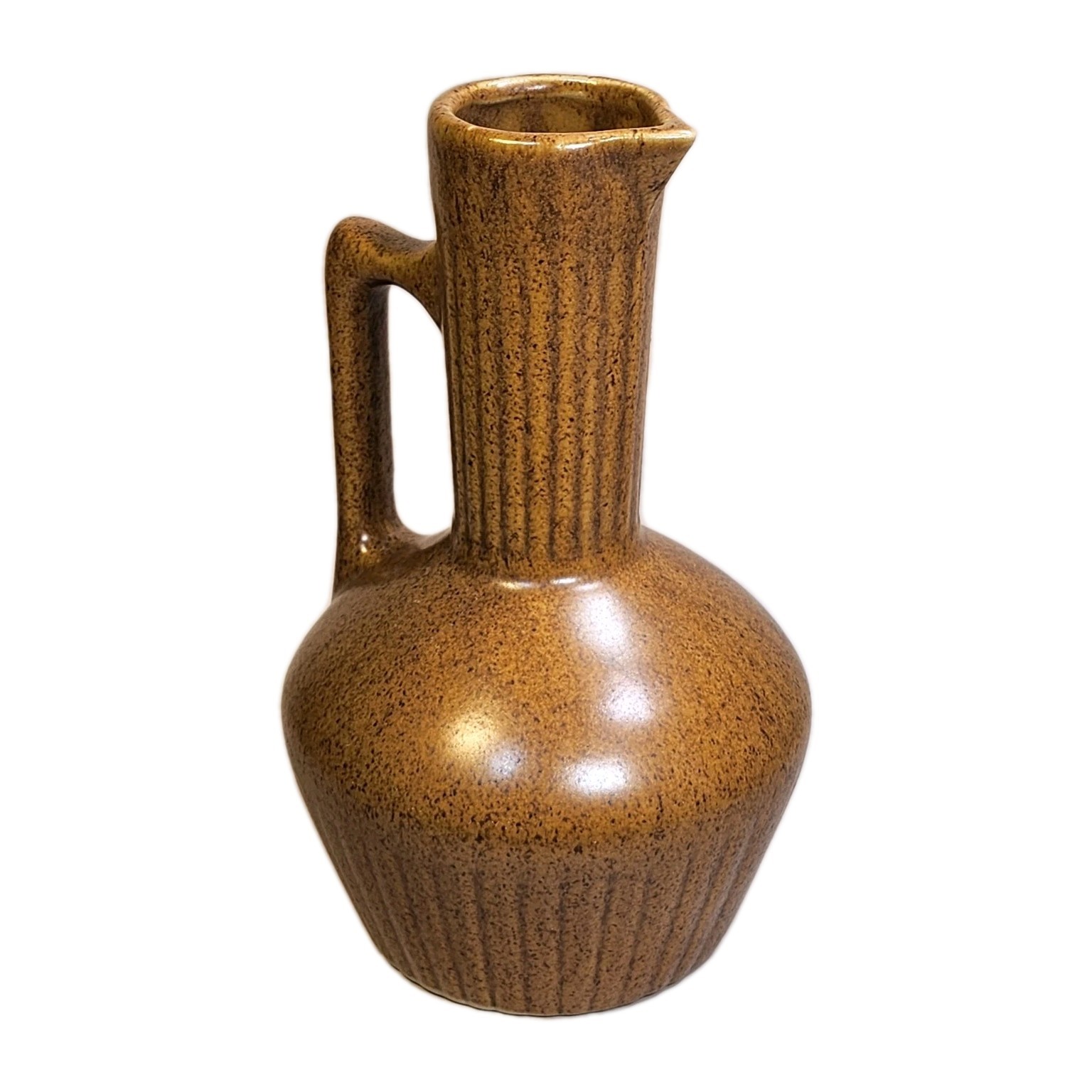 Vintage Monmouth Pottery Western Stoneware Ribbed Pitcher Farmhouse Cottagecore