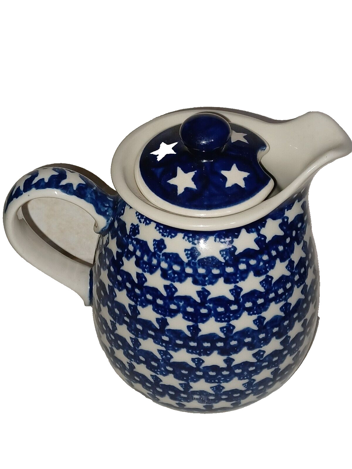 Polish Pottery STAR Blue & White 6″ Pitcher Jug Boleslawiec * see last picture