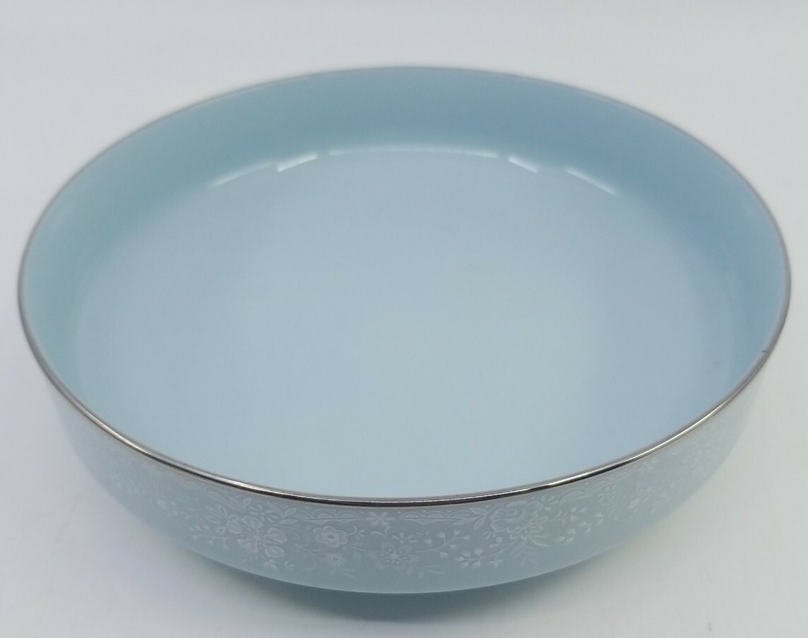Noritake Fidelity Dinnerware 6pcs. Setting Blue White Flowers Platinum Trim EUC
