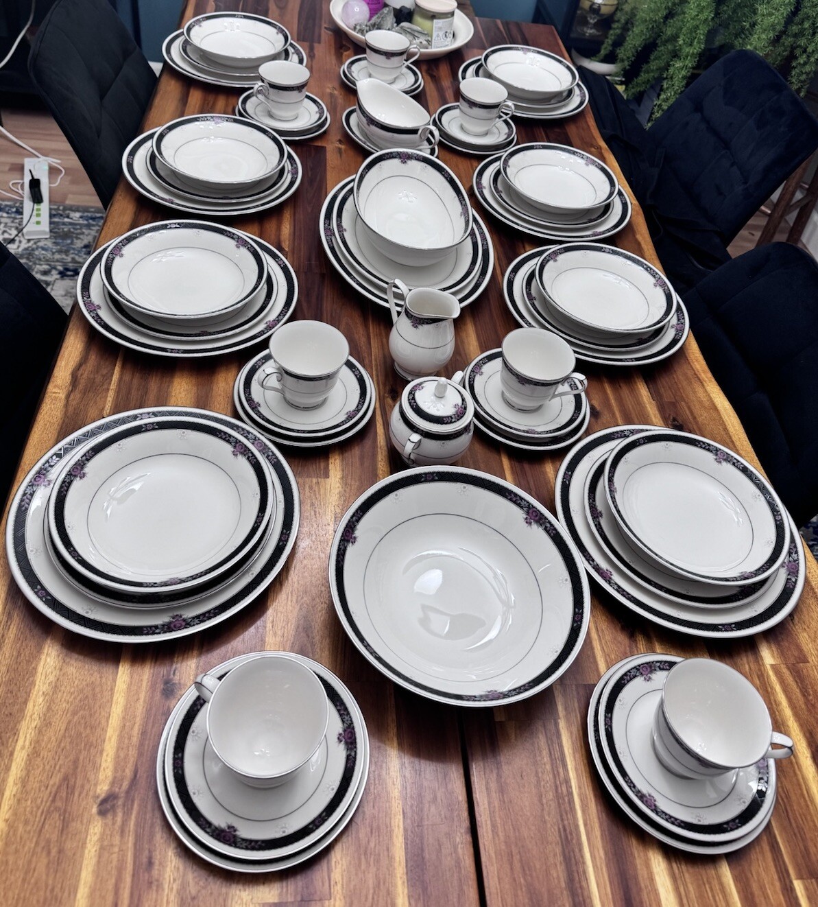 81pc NORITAKE IVORY CHINA ETIENNE 7260, TWELVE 6 PIECE PLACE SETTINGS JAPAN MINT