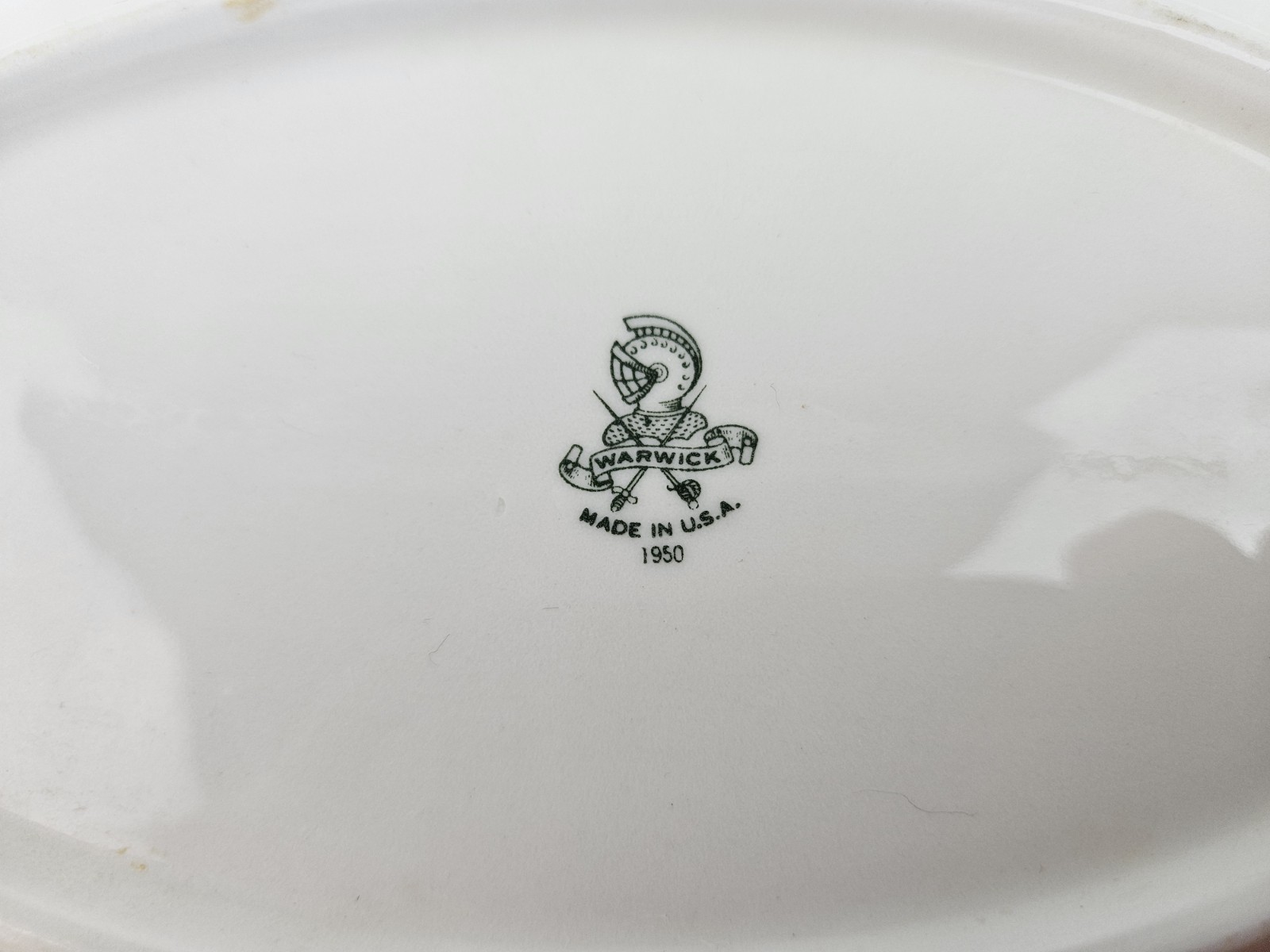 Vtg 10.75×7.25 Oval Warwick Ironstone Serving Platter Silhouette Hunt Scene 1950