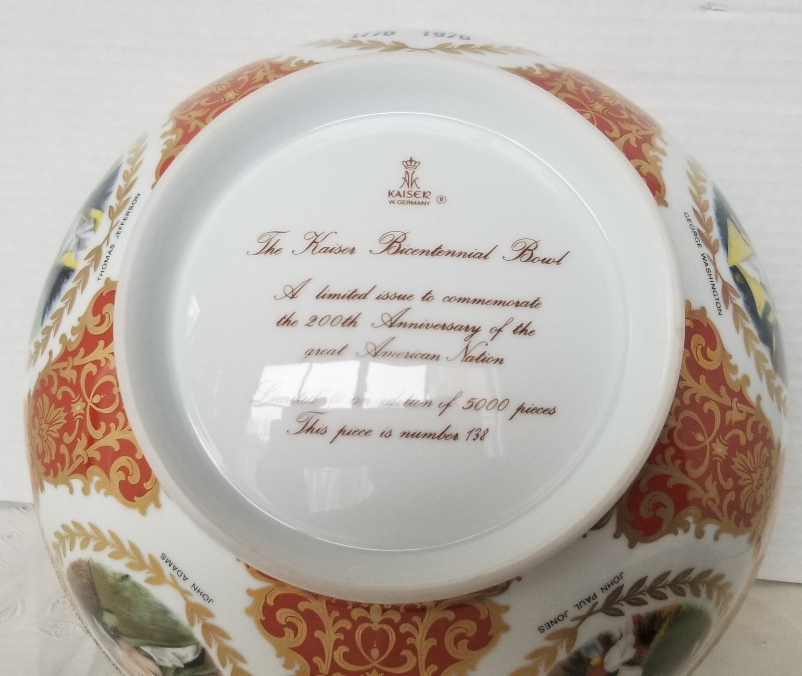 Kaiser Limited Edition Bicentennial Bowl #138 of 5,000 – Excellent Condition