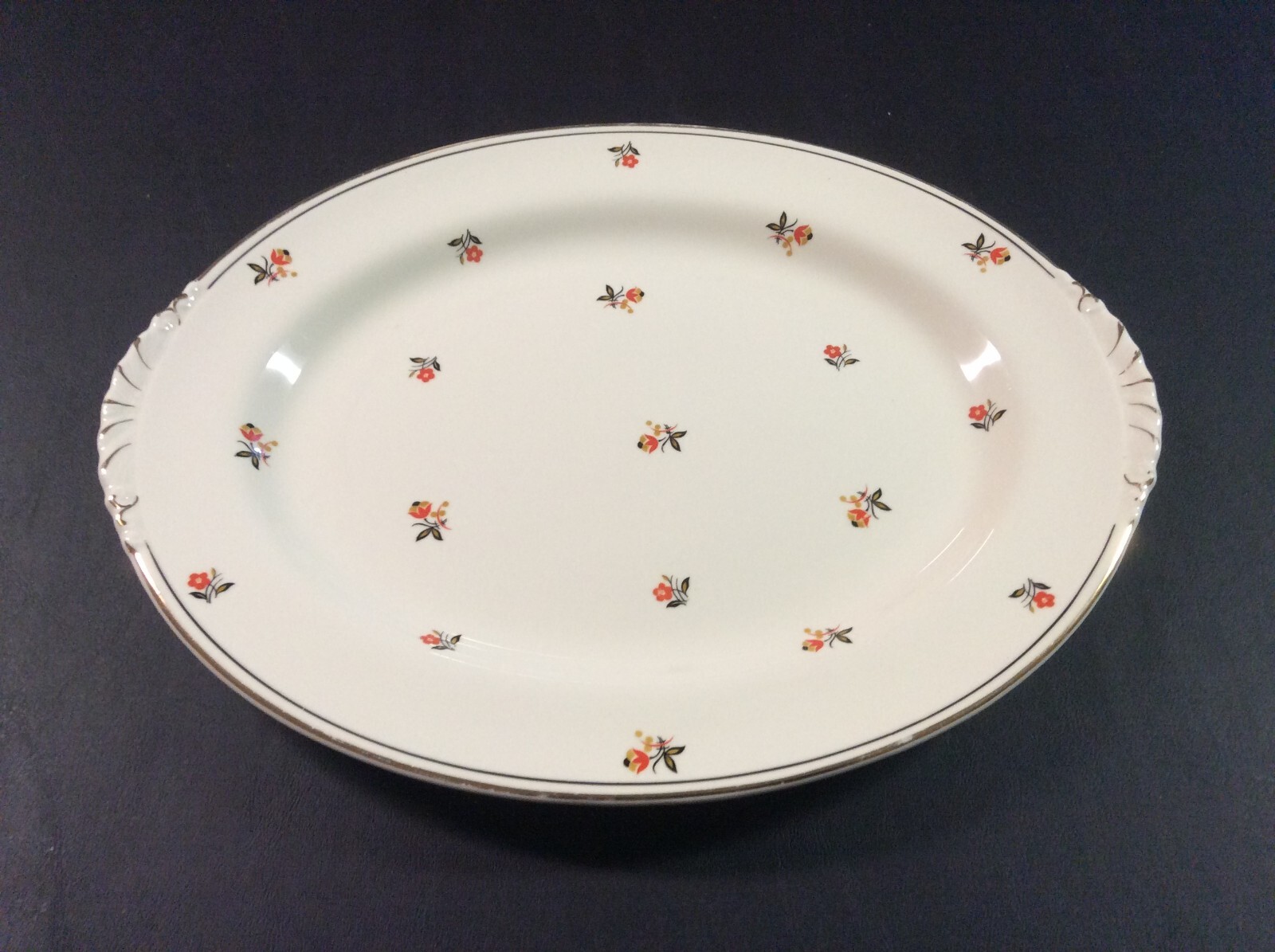 Antique Homer Laughlin Nautilus Cardinal 11-3/4 Inch Long Serving Platter (EX)