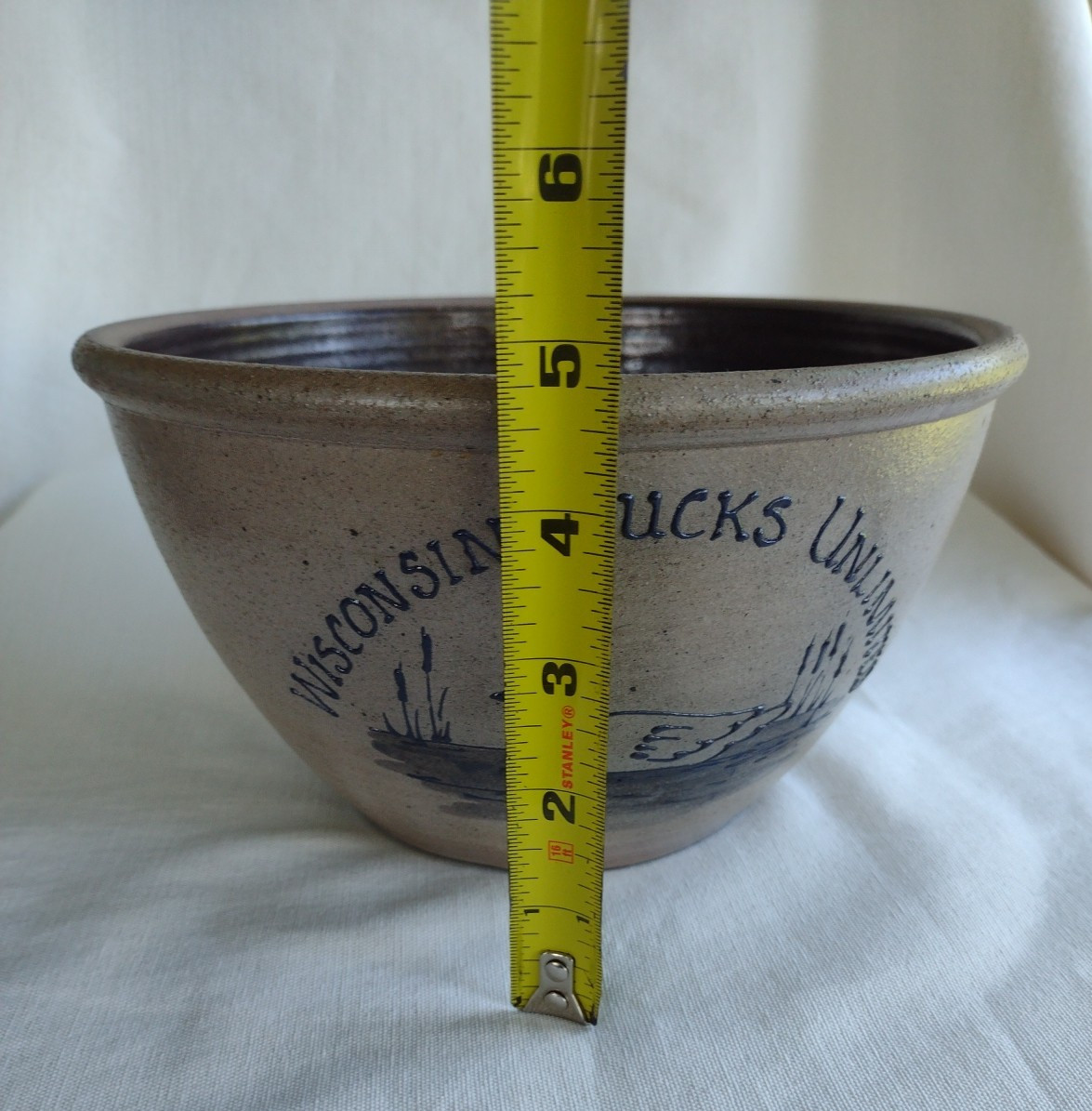Vintage 1994 Rockdale Union Stoneware Handmade Bowl Wisconsin Ducks Unlimited
