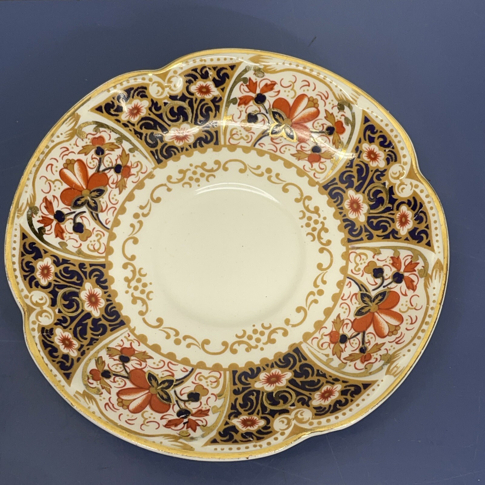 Rare Rutland Johnson Bros Demitasse Cup & Saucer Cobalt Blue Rust / Gold Floral