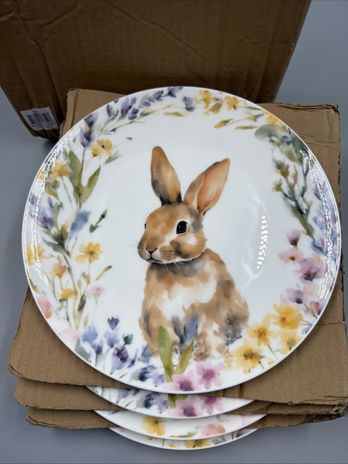 MIKASA Bunny Rabbit Easter Meadow BONE CHINA 9″ Salad Plates (SET OF 4) NEW