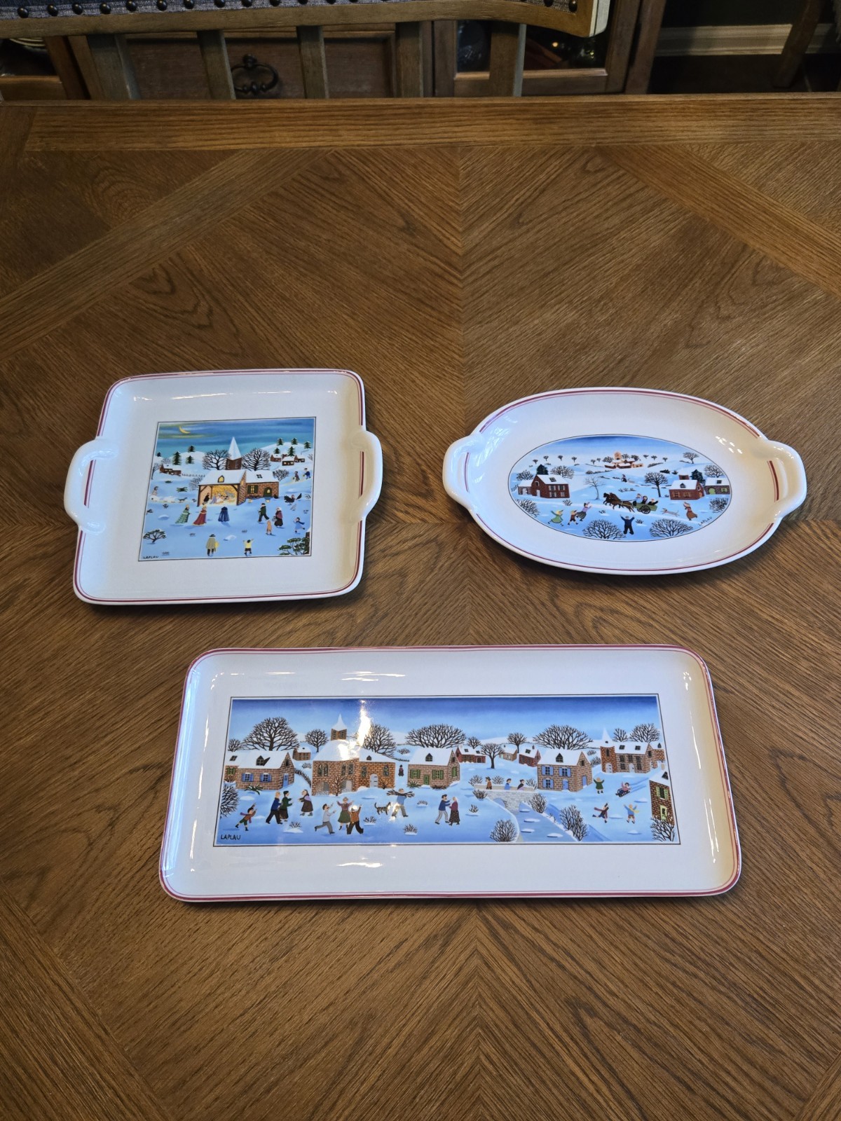 Villeroy & Boch Naif Laplau Christmas Platters Set of 3 Excellent Condition