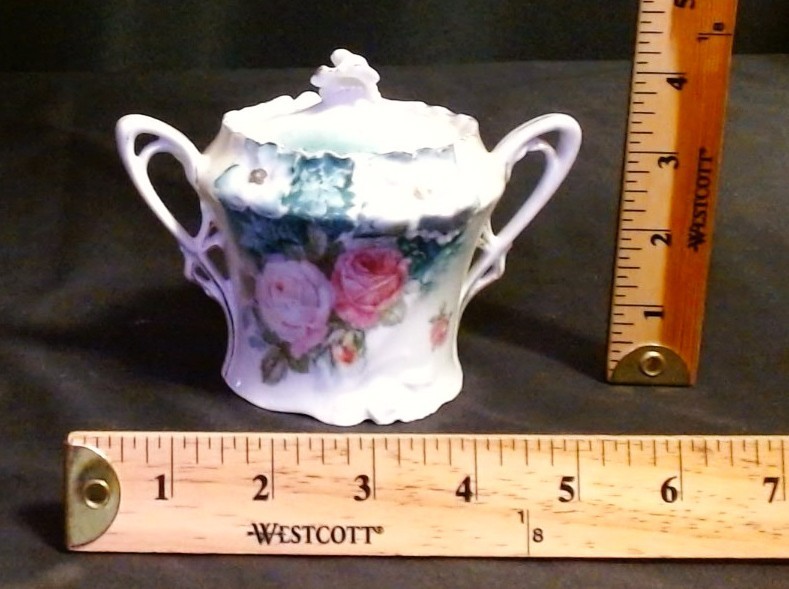 Antique RS Prussia Porcelain 4Pc Hostess Set Tankard, Biscuit Jar, Cream, Sugar
