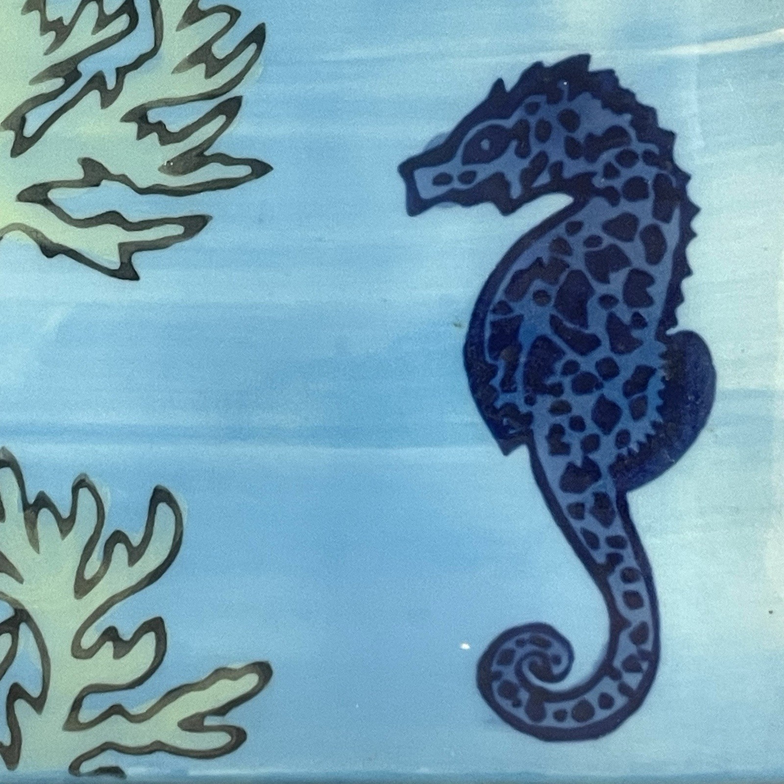 Yokohama Studio Hand Painted Plate Miyabi Seahorse Nautical Ocean Blue Beach 6″