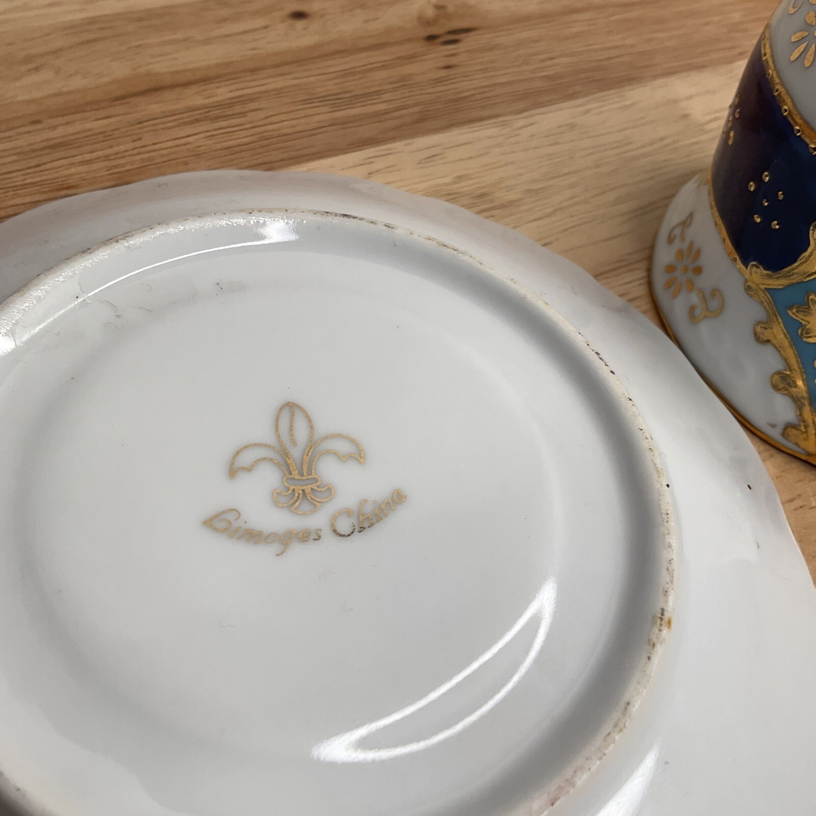 Vtg Limoges China Imperial Porcelain CobaltBlue Cup Saucer Replacement Rare Find