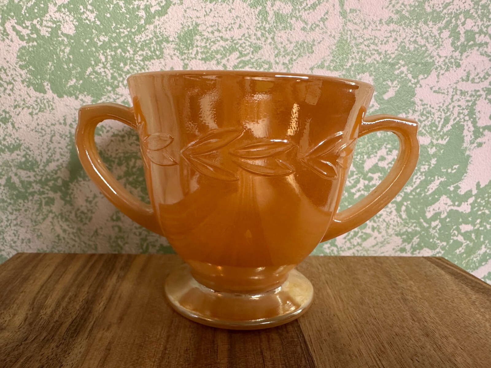 Vintage Anchor Hocking Fire King Peach Lustre Creamer and Sugar Set No Saucer