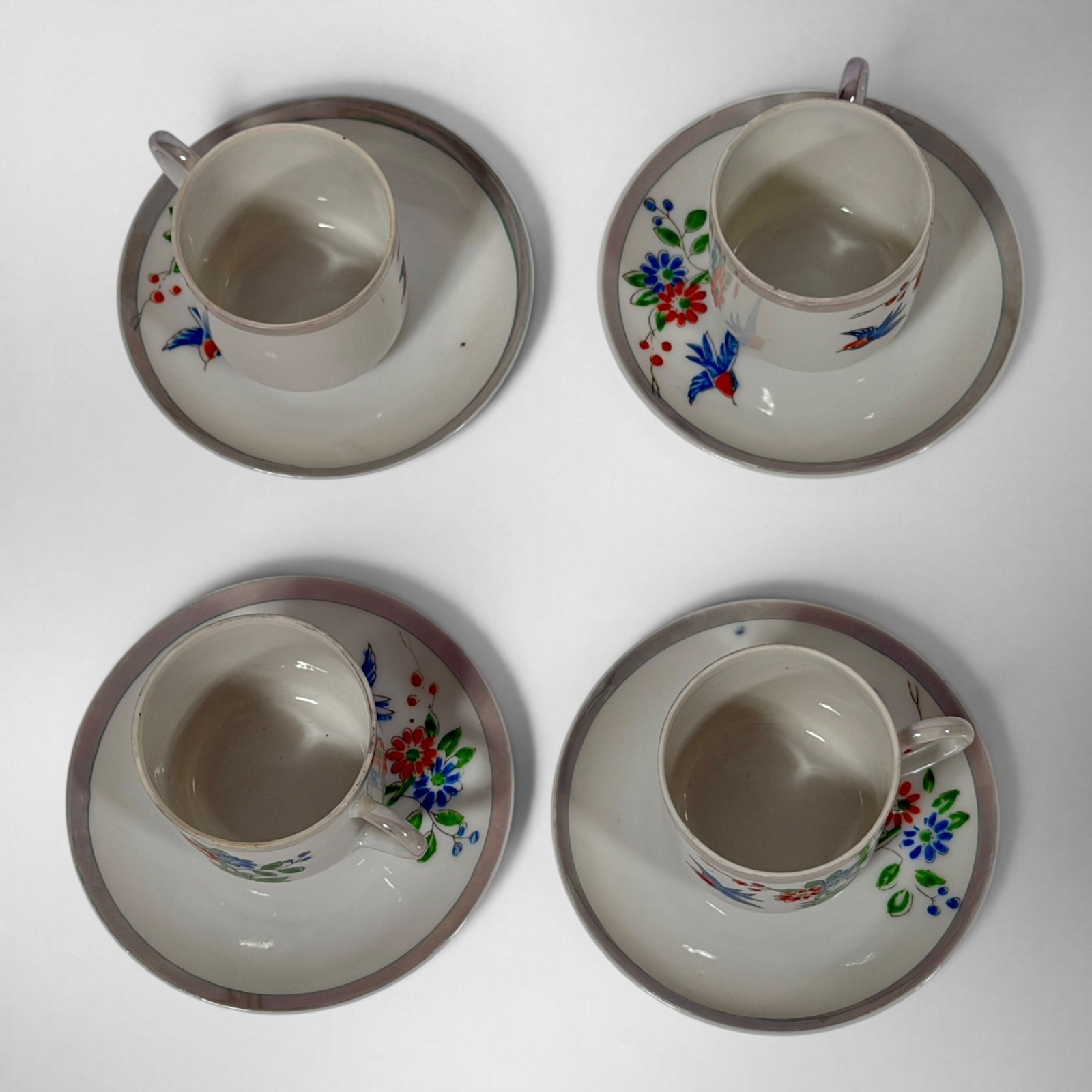 Vtg Crockery Importers Newington CT Occupied Japan Demitasse Cup Saucer Set (4)
