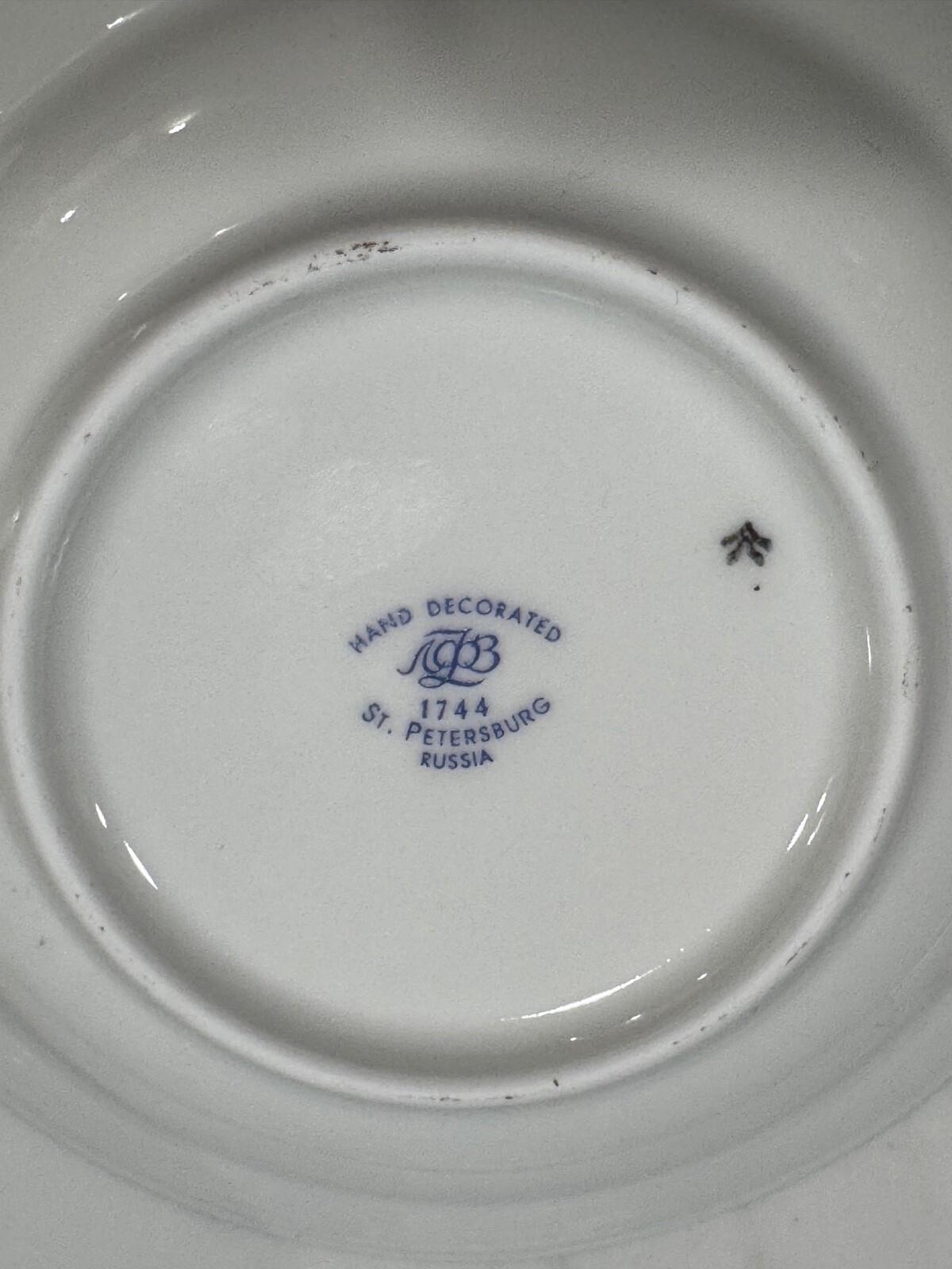 Lomonosov Imperial Porcelain Russian COBALT NET SOUP BOWL with SAUCER 4 NEW