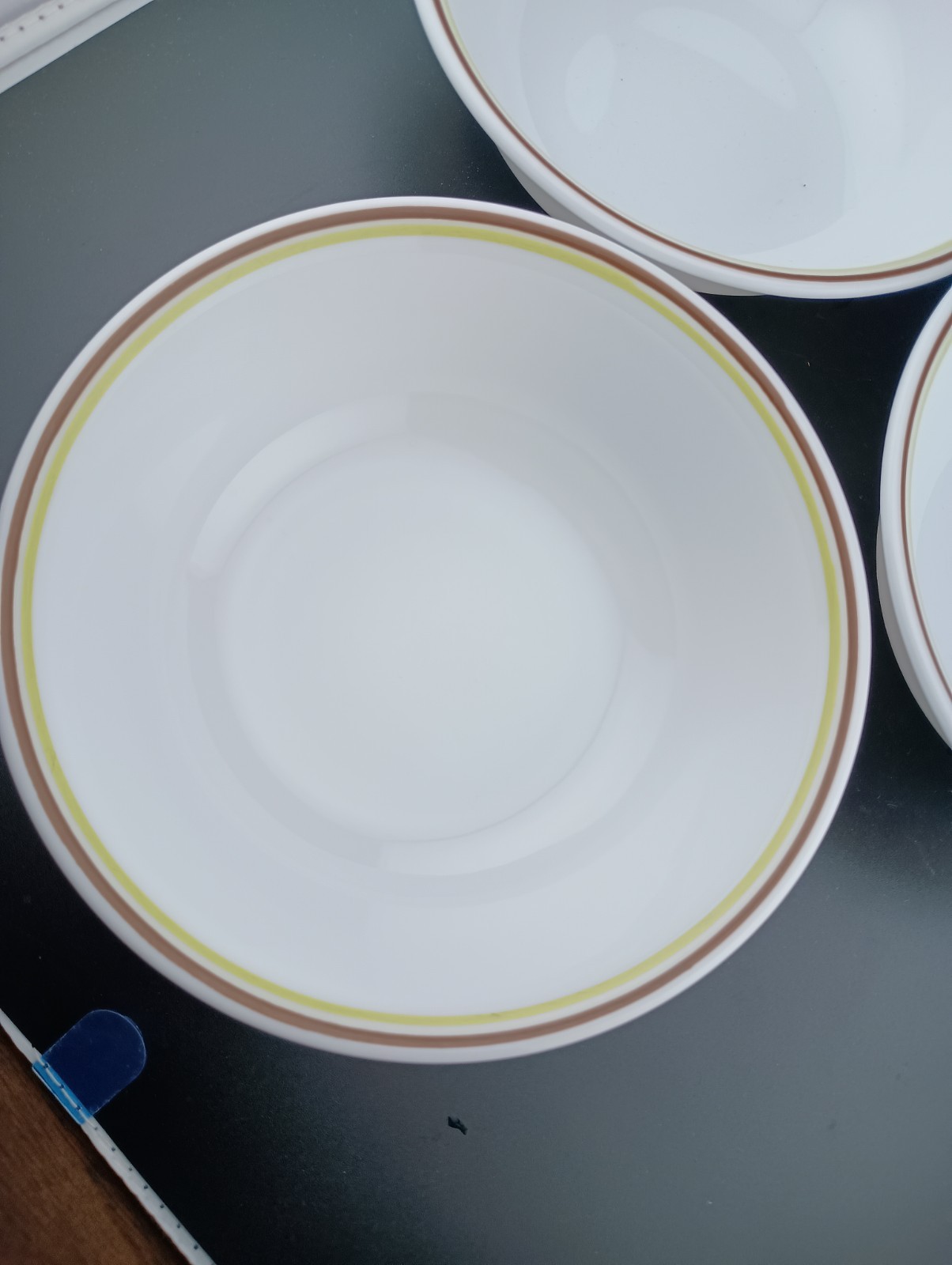 Set/3 Corning Corelle 6 1/4″ CINNAMON Pattern Round Cereal Bowls; Brown & Green