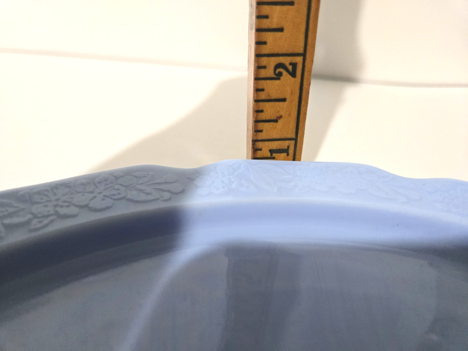 Vintage 1930s Jeannette Delphite Blue Glass Cherry Blossom Handled Tray Platter