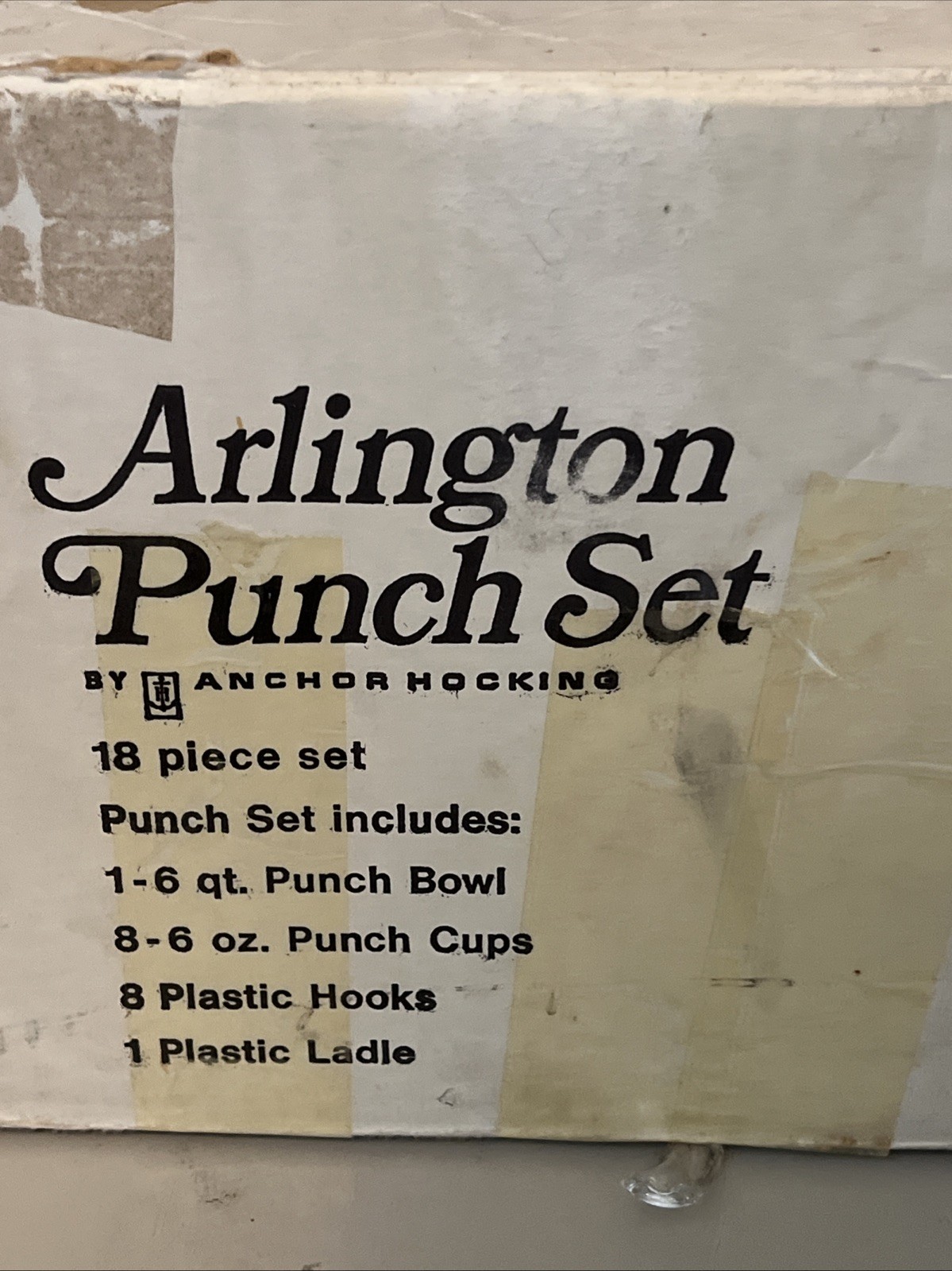 Vintage Anchor Hocking Arlington 16pc Punch Bowl Set Original Box 300/279C