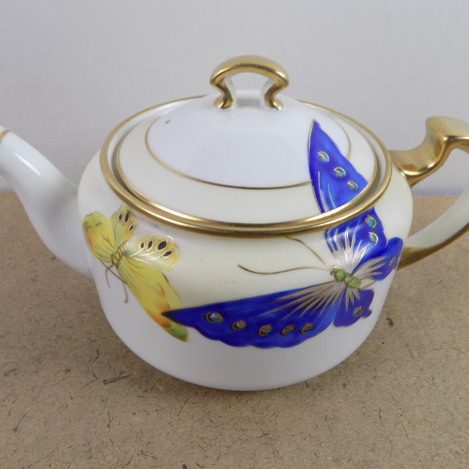 Noritake Nippon Butterfly Teapot Antique Japanese Porcelain 8.5″x4.25″ VGC