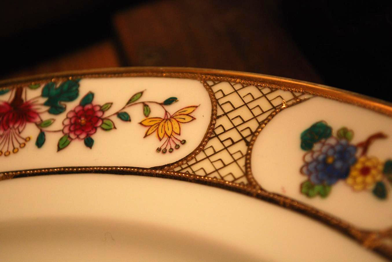 Vintage Noritake 12″ Plate Platter GOLD MORIAGE BEADING Hand Painted Nippon ‘M’