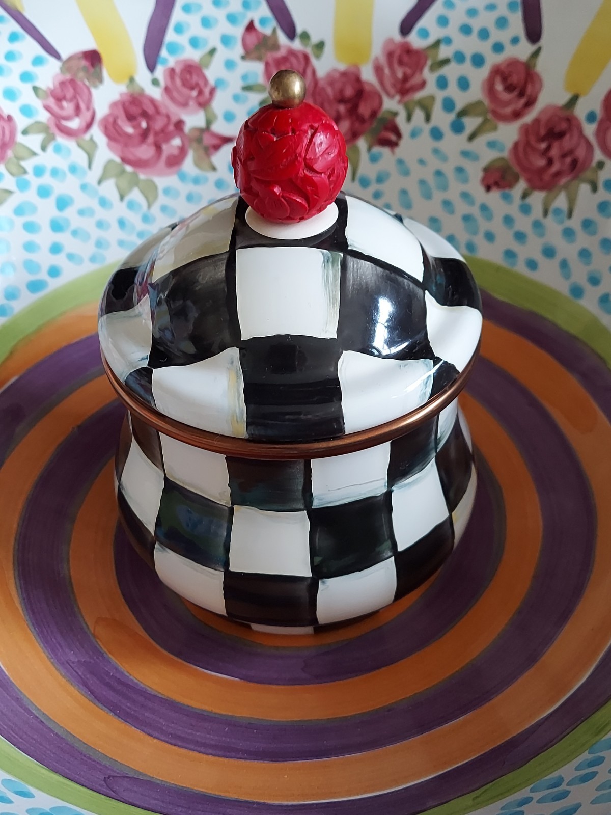 MacKenzie-Childs Courtly Check Sugar Bowl & Lid