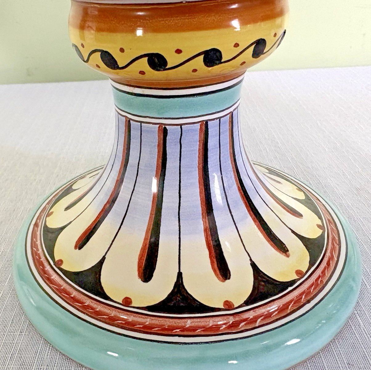 Deruta Italy-Raffaellesco Yellow Dragon-Pedestal Bowl-Artist Signed-EC-Vintage