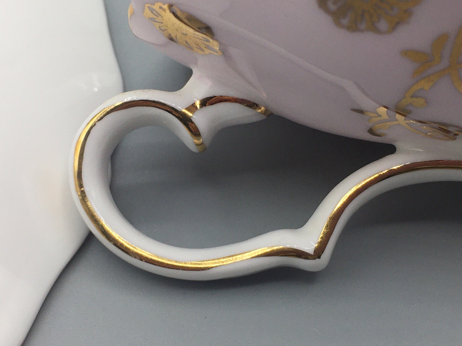 Grosvenor Teacup & Saucer Banded Pink & Gold Floral England Bone China Vintage