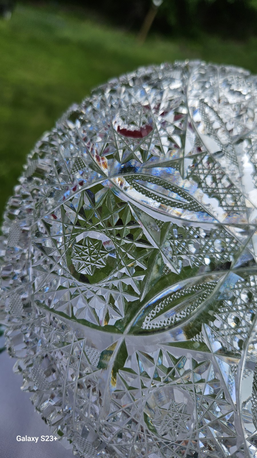 Parsche Name Propeller American Brilliant Period Cut Glass Low Bowl ABP, 7-7/8″