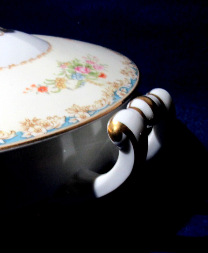 Vintage Rose China Made in Occupied Japan Covered Serving Bowl