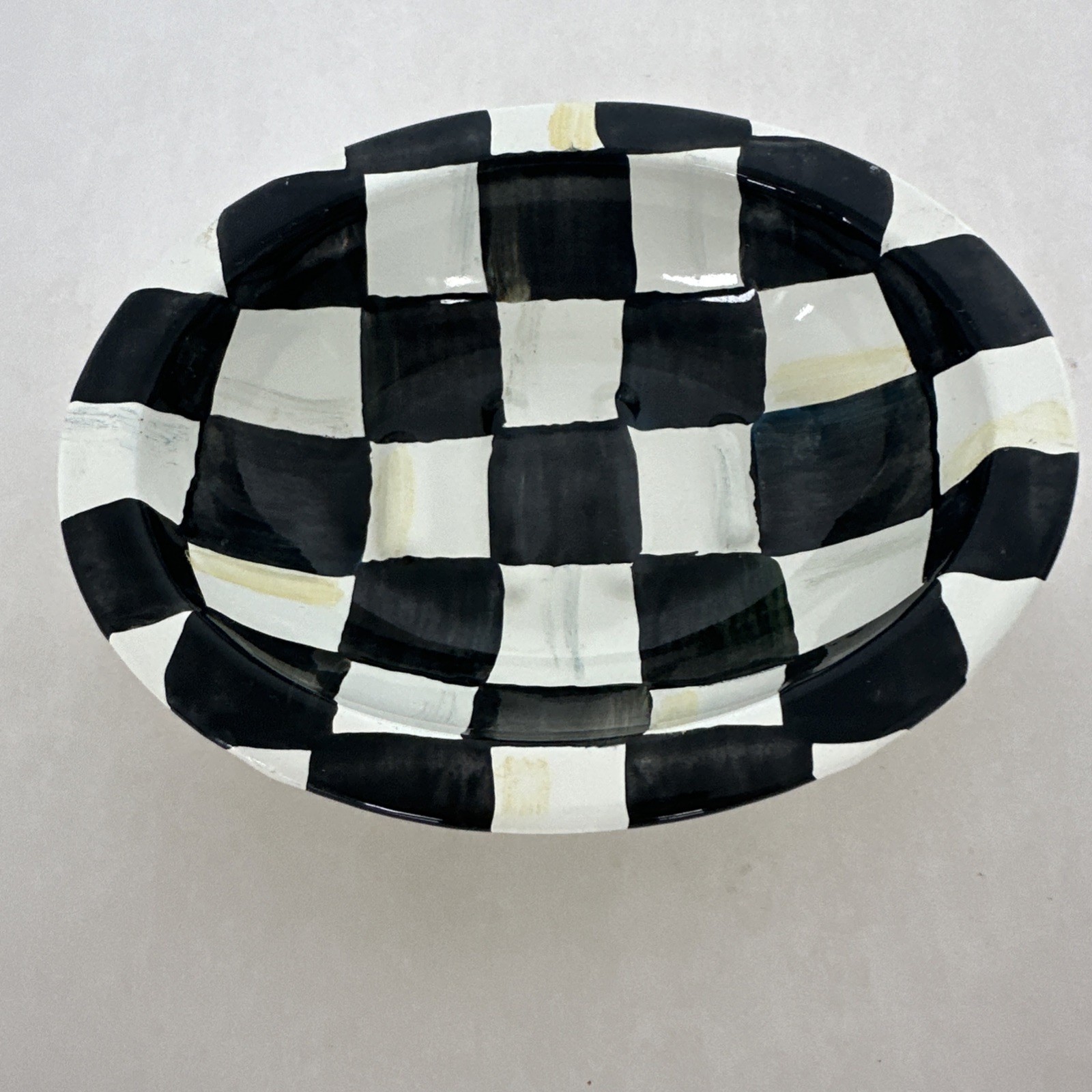 MacKenzie-Childs Courtly Check Steel Soap Dish Black White Bathroom Decor