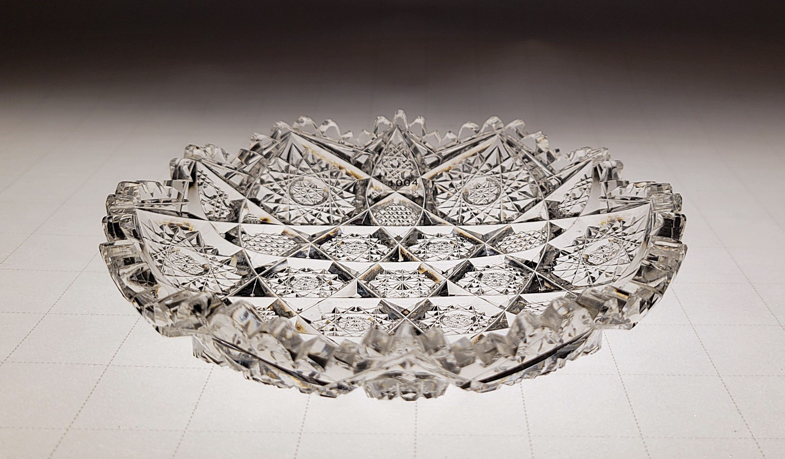 American Brilliant Cut Glass Crystal Intricate Hobstar cluster pattern 6″ Dish