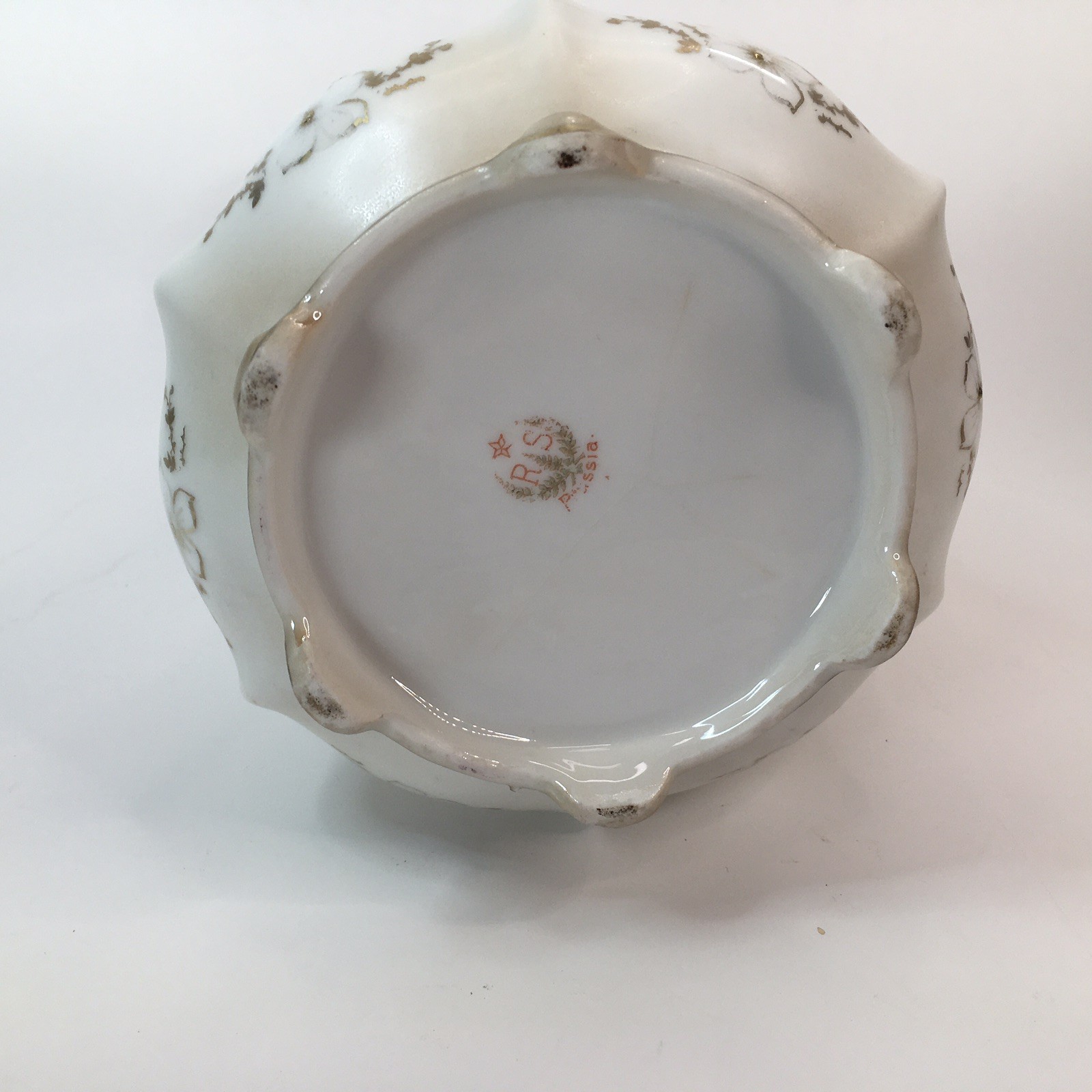 Antique RS Prussia Red Mark Chocolate Pot White Body W/ Pink Rose Gold Accent