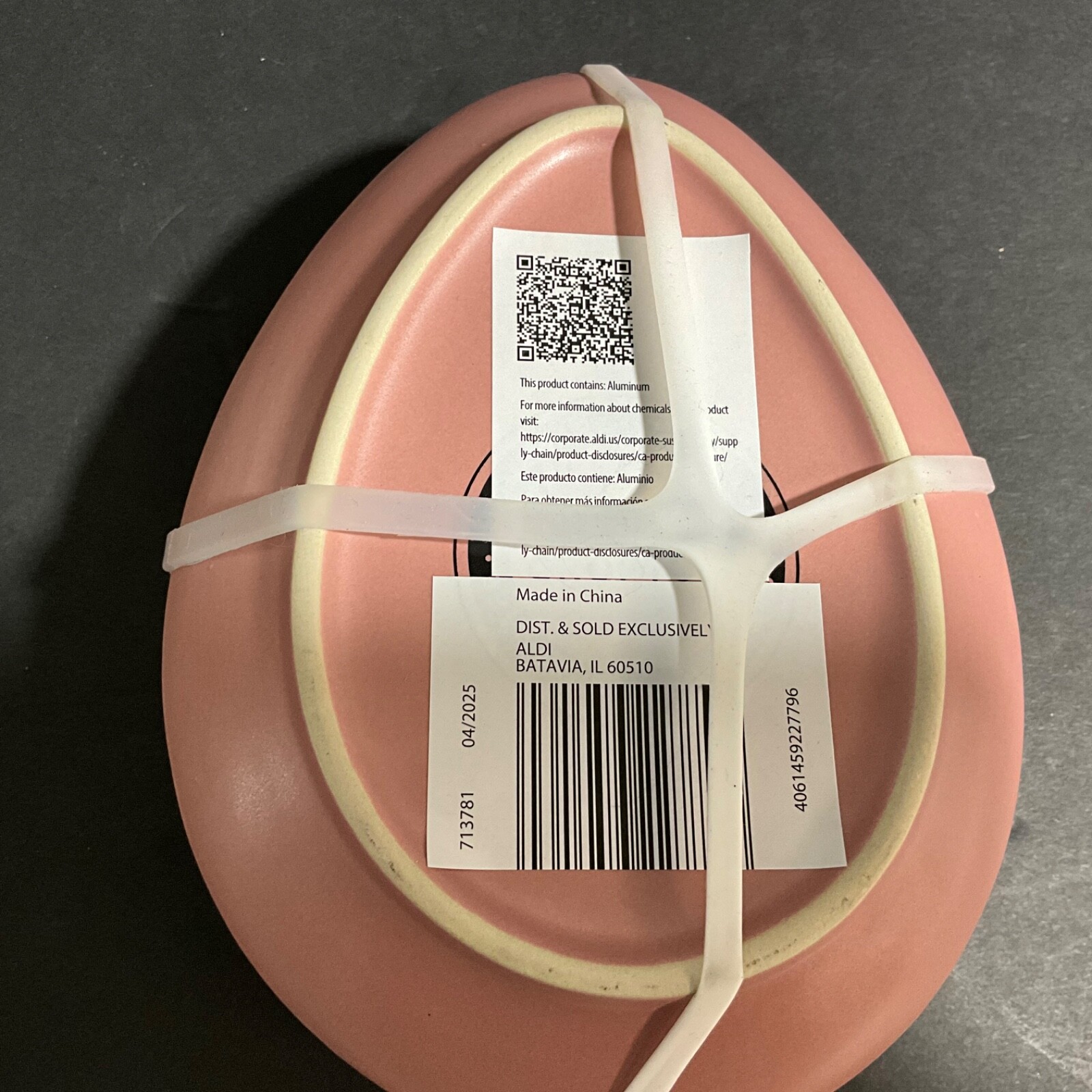 Crofton Stoneware Spring Floral Easter Egg Plates Set of 4 Rose Soft Pink 7×5”