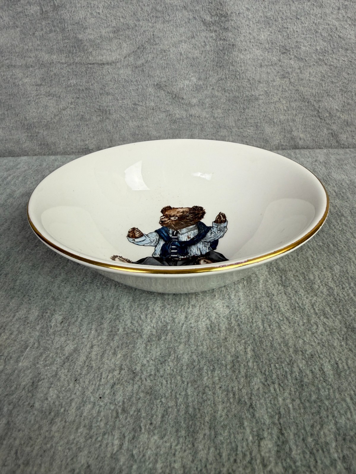 Ralph Lauren Wedgwood Polo Bear Bowl & Salad Plate 1992 Gold Rims