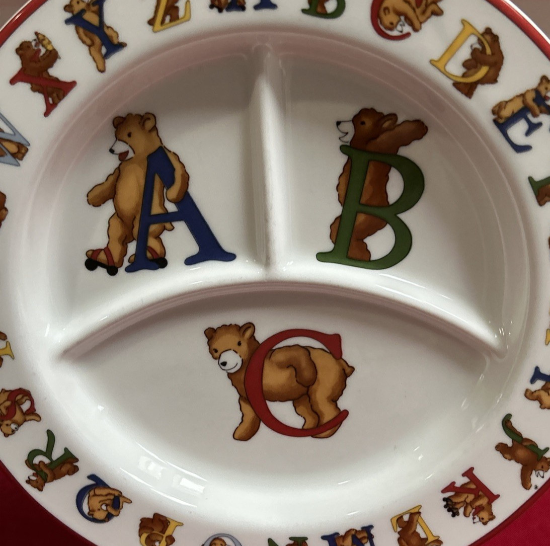 Tiffany & Co. ALPHABET BEARS 8-3/4″ Child’s Divided Plate, Dish EUC