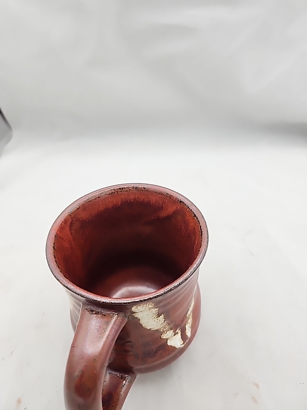 Studio Art Pottery Coffee Mug Red Drip Glaze Lava