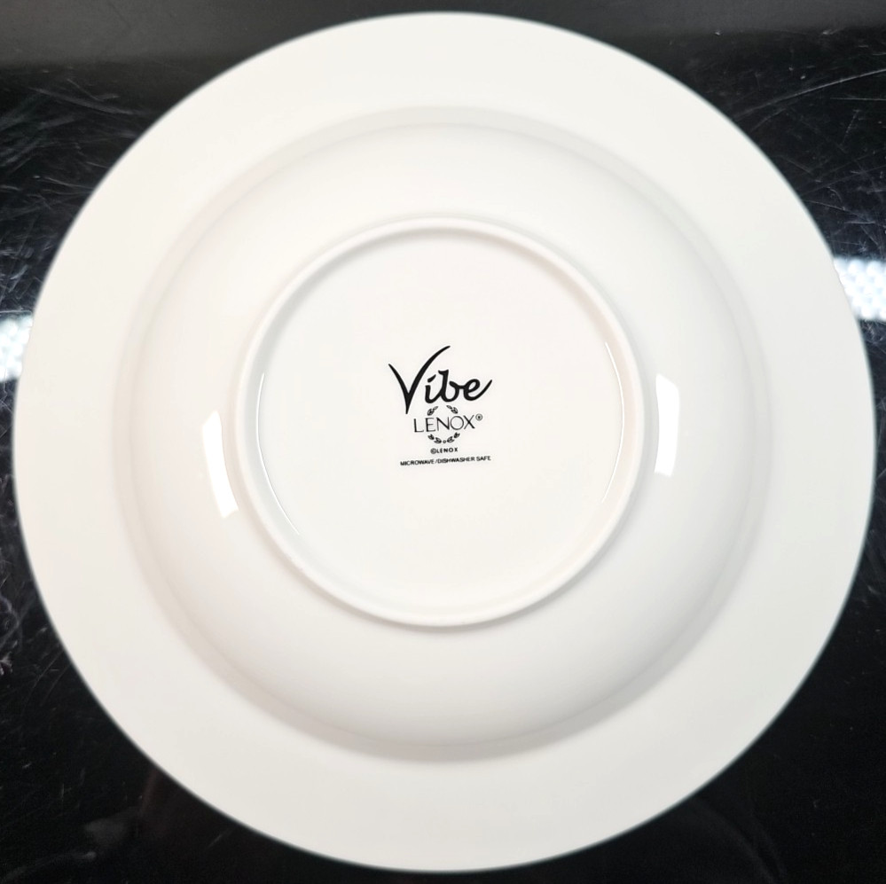 6 Lenox Vibe Rim Soup Pasta Bowl Set White Swirled Elegant Table Dining Dish Lot