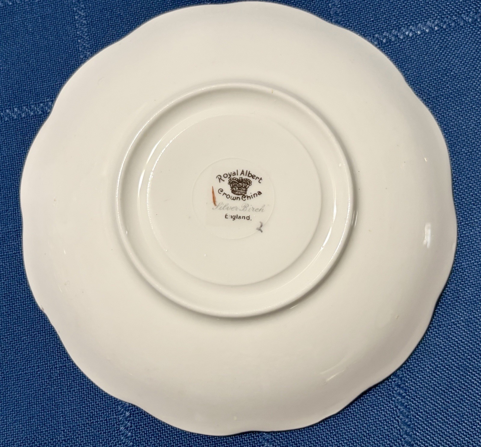 Royal Albert Silver Birch Cake Set for 6 Handled Plate C&S Cups & Saucers Plates