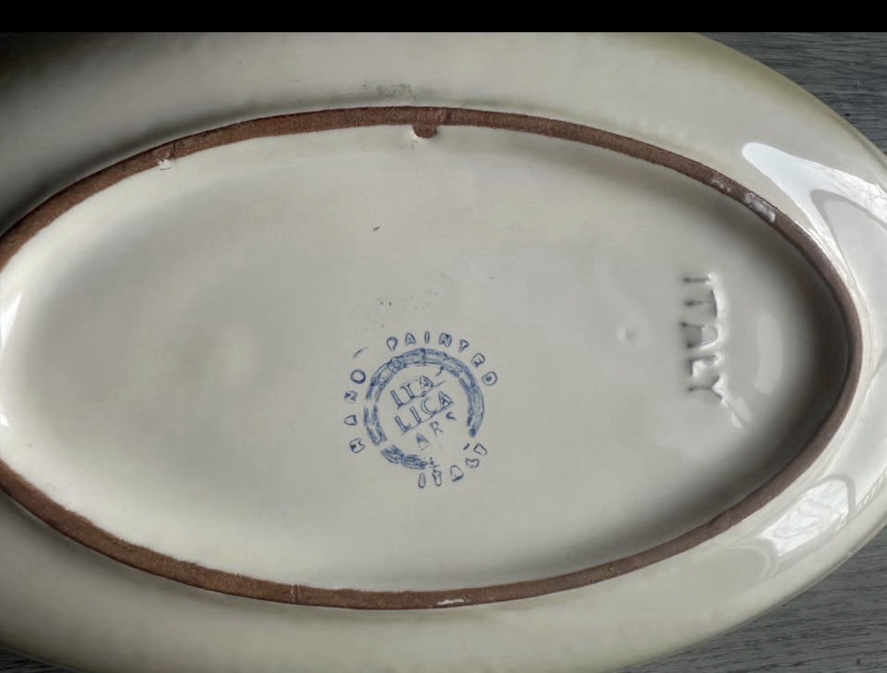 Italia Ceramic Oval Grapes Serving Tray w/ Handles 12in Made in Italy